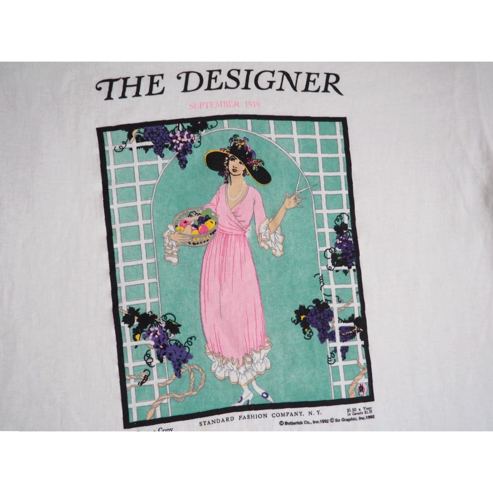 Vintage VTG 90s Screen Stars The Designer Butterick Flapper Art USA White Tee T-Shirt L Shirt Unisex White 1990s Graphic Tee Mens Womens Boys Girls Size US L / EU 52-54 / 3 - 3 Thumbnail