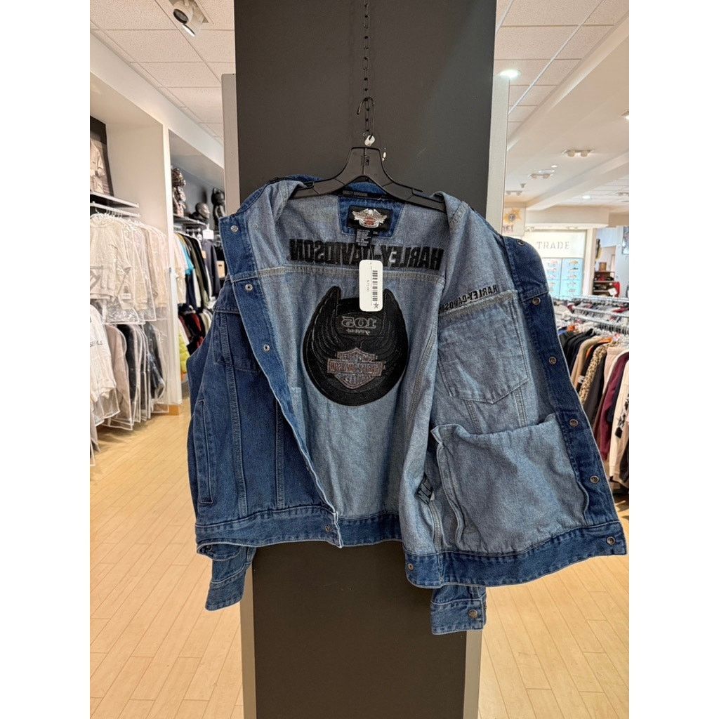 Harley Davidson × Vintage 2008 Harley Davidson 105 Years Vintage Denim Trucker Jacket Size US XXL / EU 58 / 5 - 9 Thumbnail