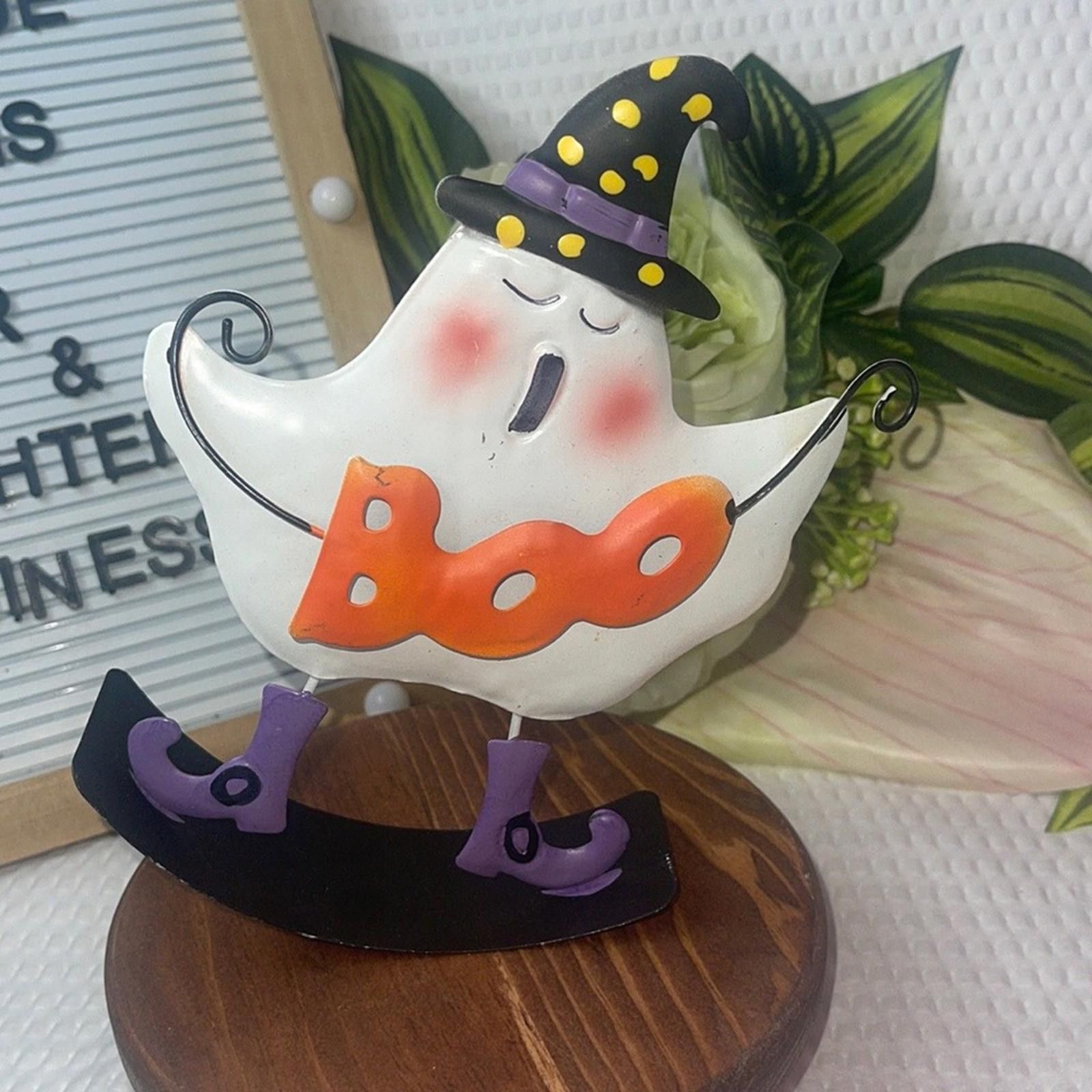 Designer Halloween Ghost Figurine with Orange 'Boo' Sign Size ONE SIZE - 1 Thumbnail