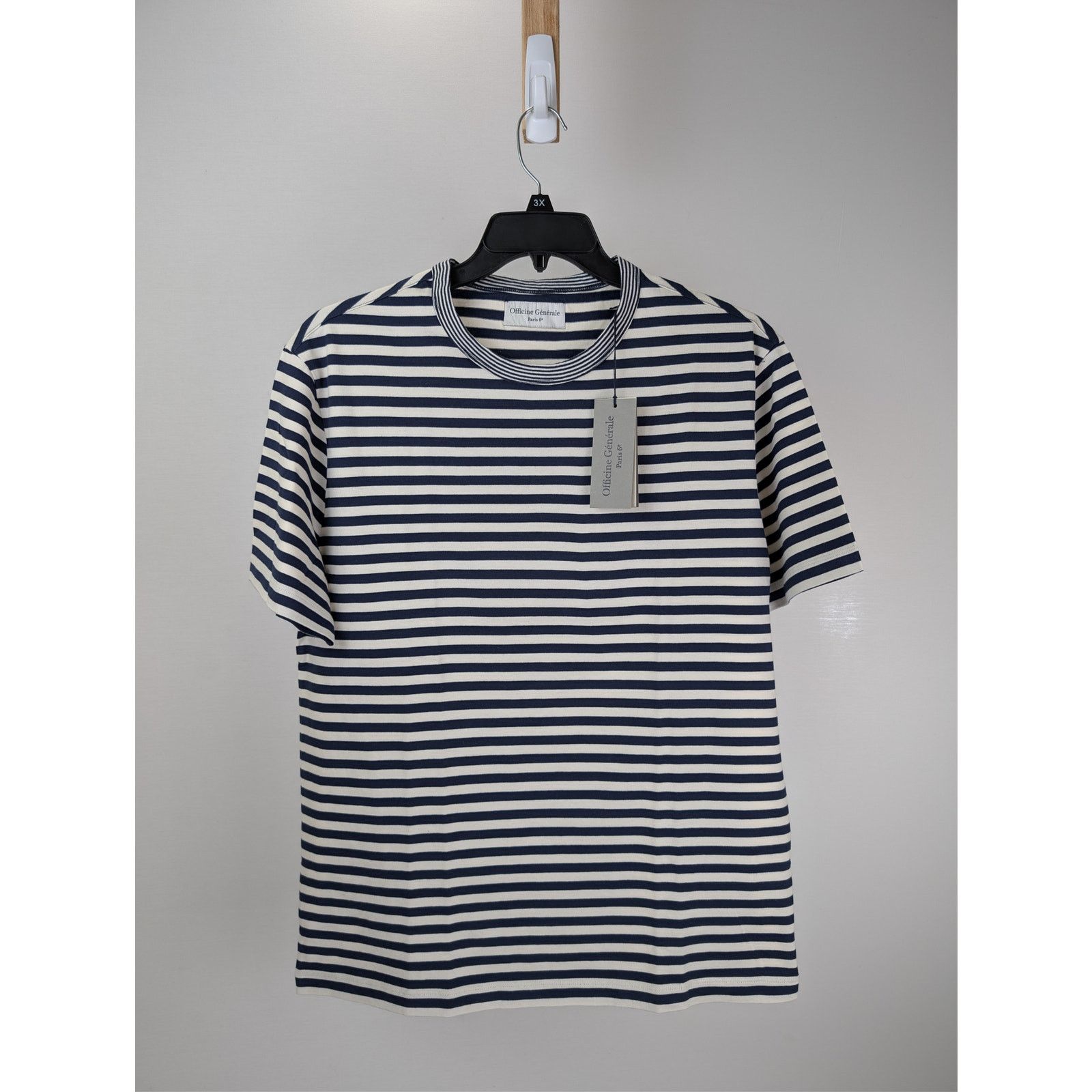 Officine Generale o1rshd1 Short Sleeve Tee T-Shirt Stripe in Navy/White Size US XL / EU 56 / 4 - 8 Thumbnail