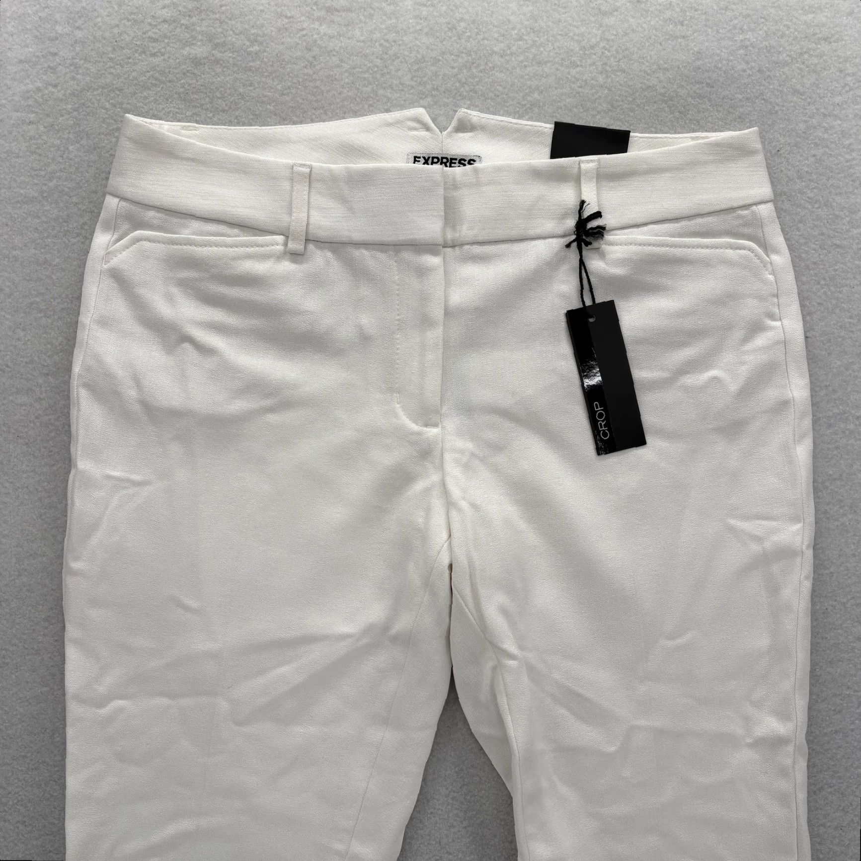 Express VINTAGE EXPRESS Crop Dress Pants Womens 6 White Straight Leg Twill Stretch NWT Size 28" / US 6 / IT 42 - 2 Thumbnail