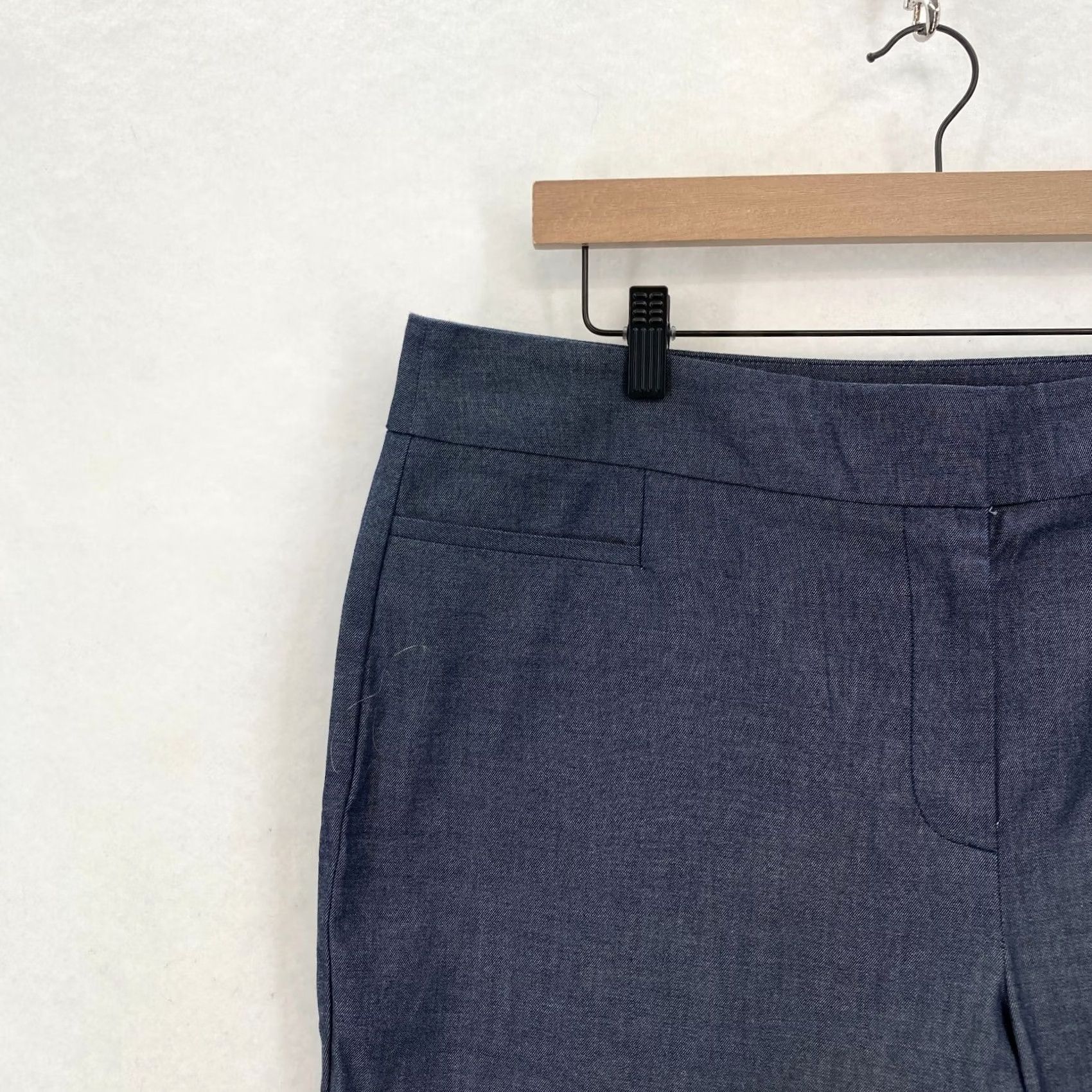 Ann Taylor Ann Taylor Factory Slim Leg crop Pants Women's 14 Dark Blue Stretch Career READ Size 36" / US 14 / IT 50 - 3 Thumbnail