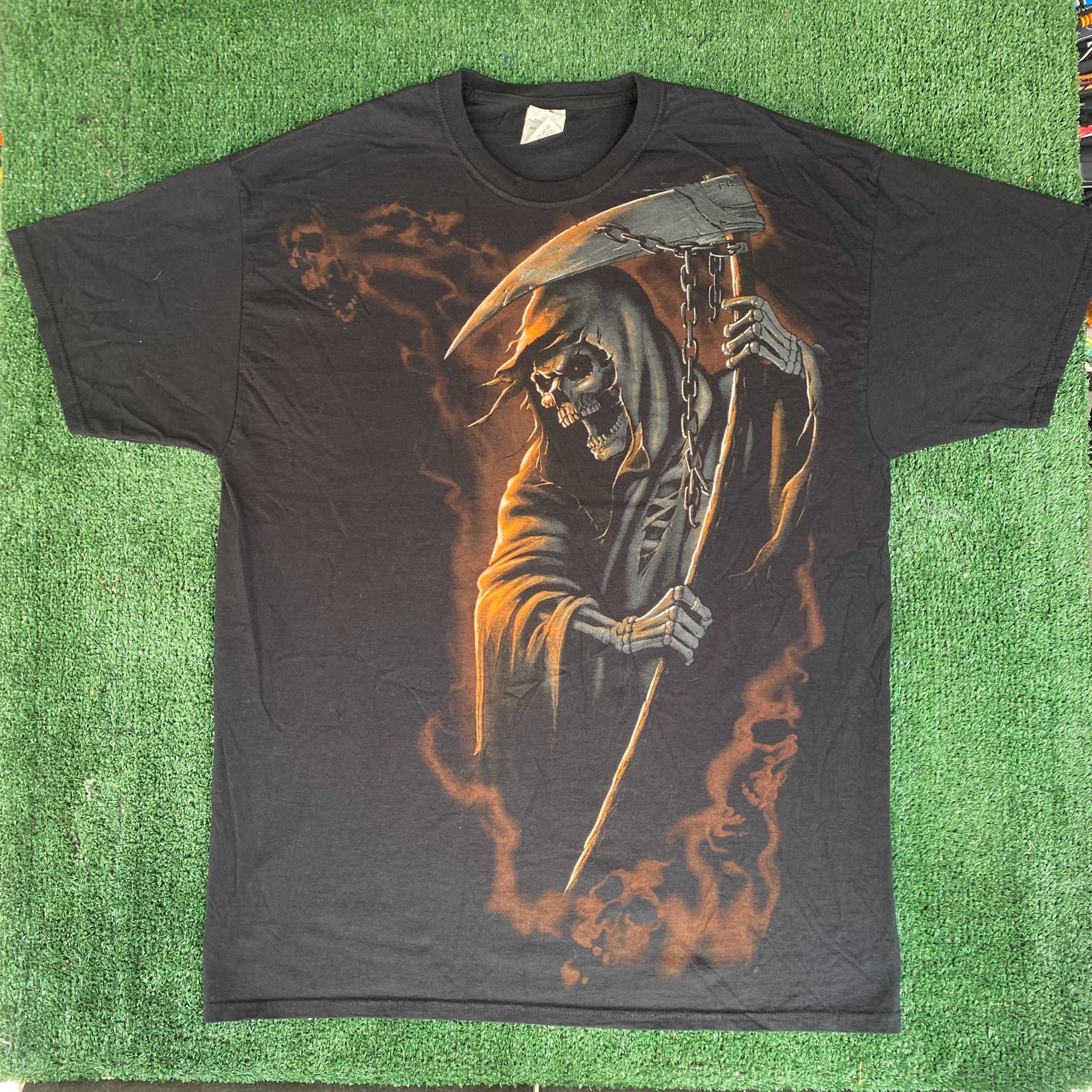 Fruit Of The Loom × Skulls × Vintage Vintage Y2K Reaper Skull 