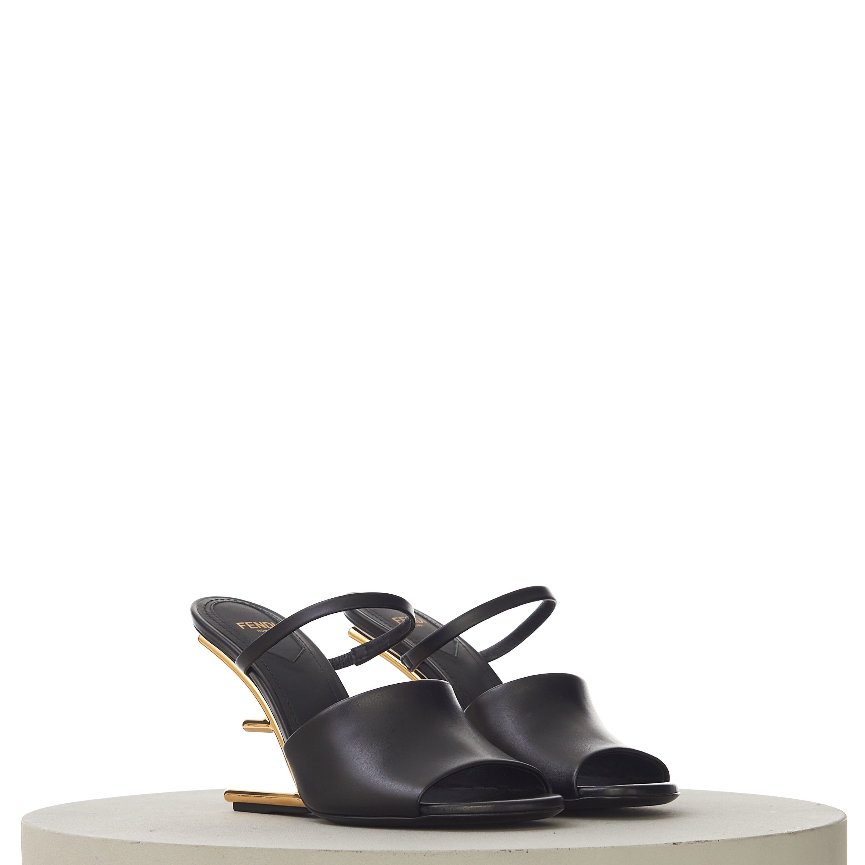 Fendi Black Leather FIRST High-Heeled Sandals With F-Shaped Heel Size US 7.5 / IT 37.5 - 2 Thumbnail