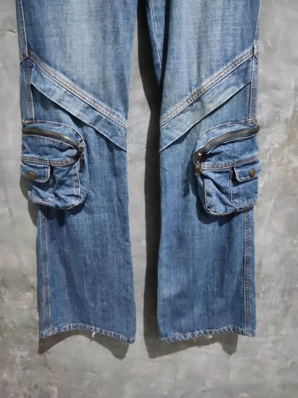 Japanese Brand Meladini Multipocket 3D Pocket Cargo Denim Flared Pants Size US 28 / EU 44 - 3 Thumbnail
