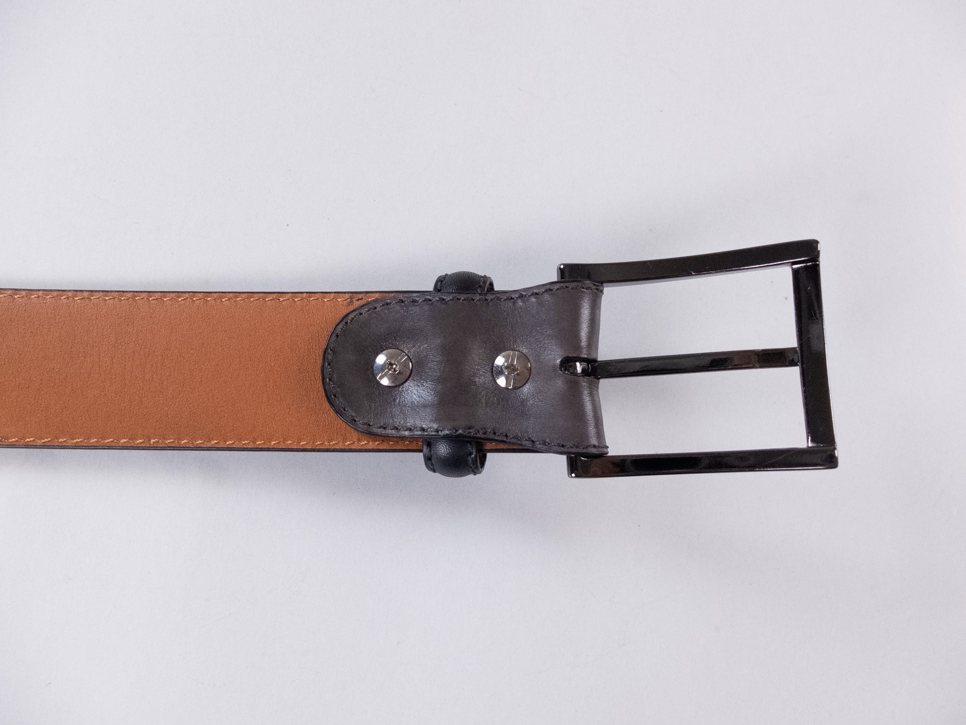 Magnanni MANGANNI gray leather belt Size 105 with defects authentic Size 40 - 3 Thumbnail