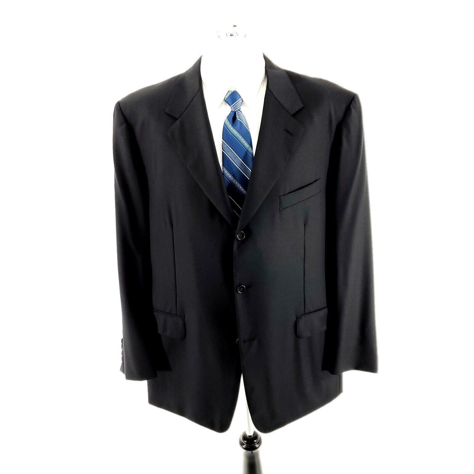 Canali Canali Saks Fifth Ave Wool 3 Button Blazer 44L Black Twill T Size 44L - 3 Thumbnail