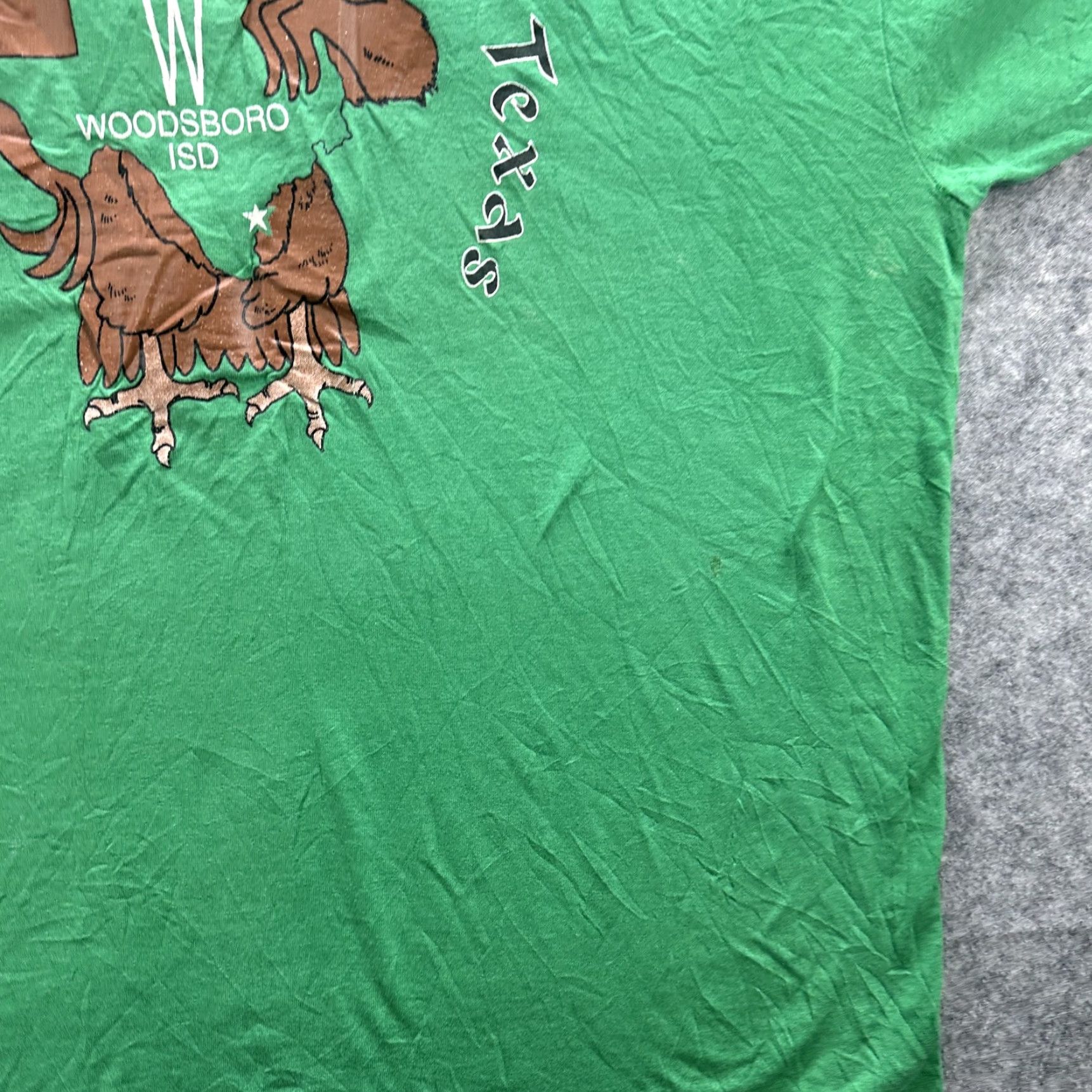 Fruit Of The Loom VINTAGE Woodsboro ISD Shirt Mens 2XL Green Best Kept Secret Texas Eagle 90s Tee Size US XXL / EU 58 / 5 - 5 Thumbnail