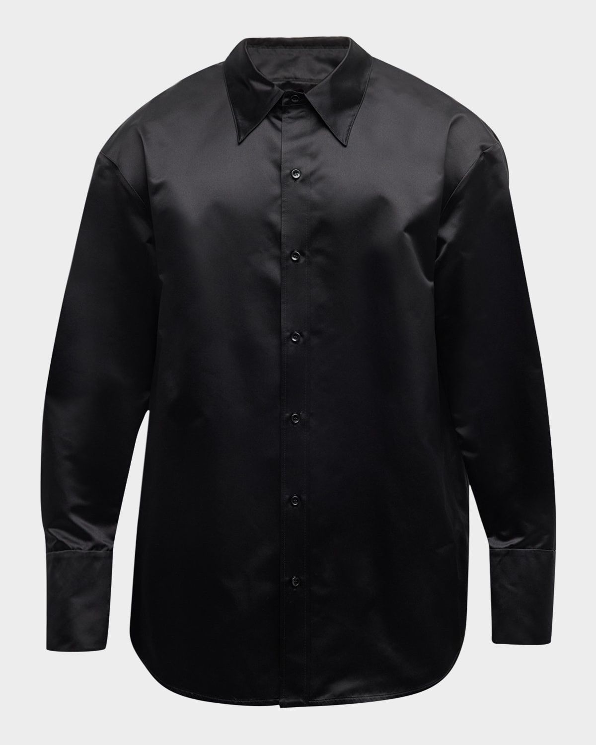 oversized shirt in silk duchess satin