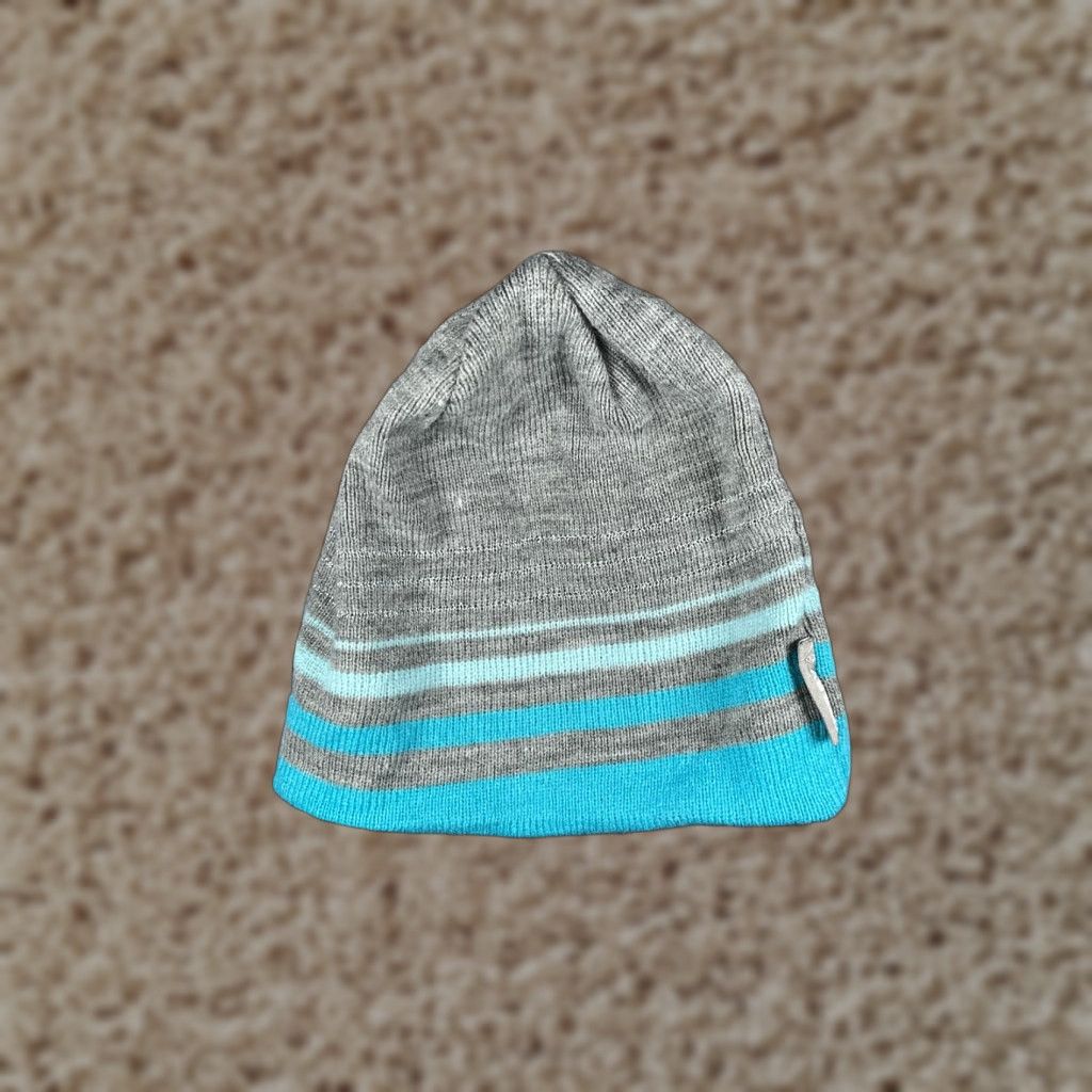 Vintage Gerry Beanie Toque Adult One Size Gray Blue Stripe Knit Acrylic Blend Ski Hat/Cap Unisex Adults Mens Womens Size ONE SIZE - 1 Thumbnail