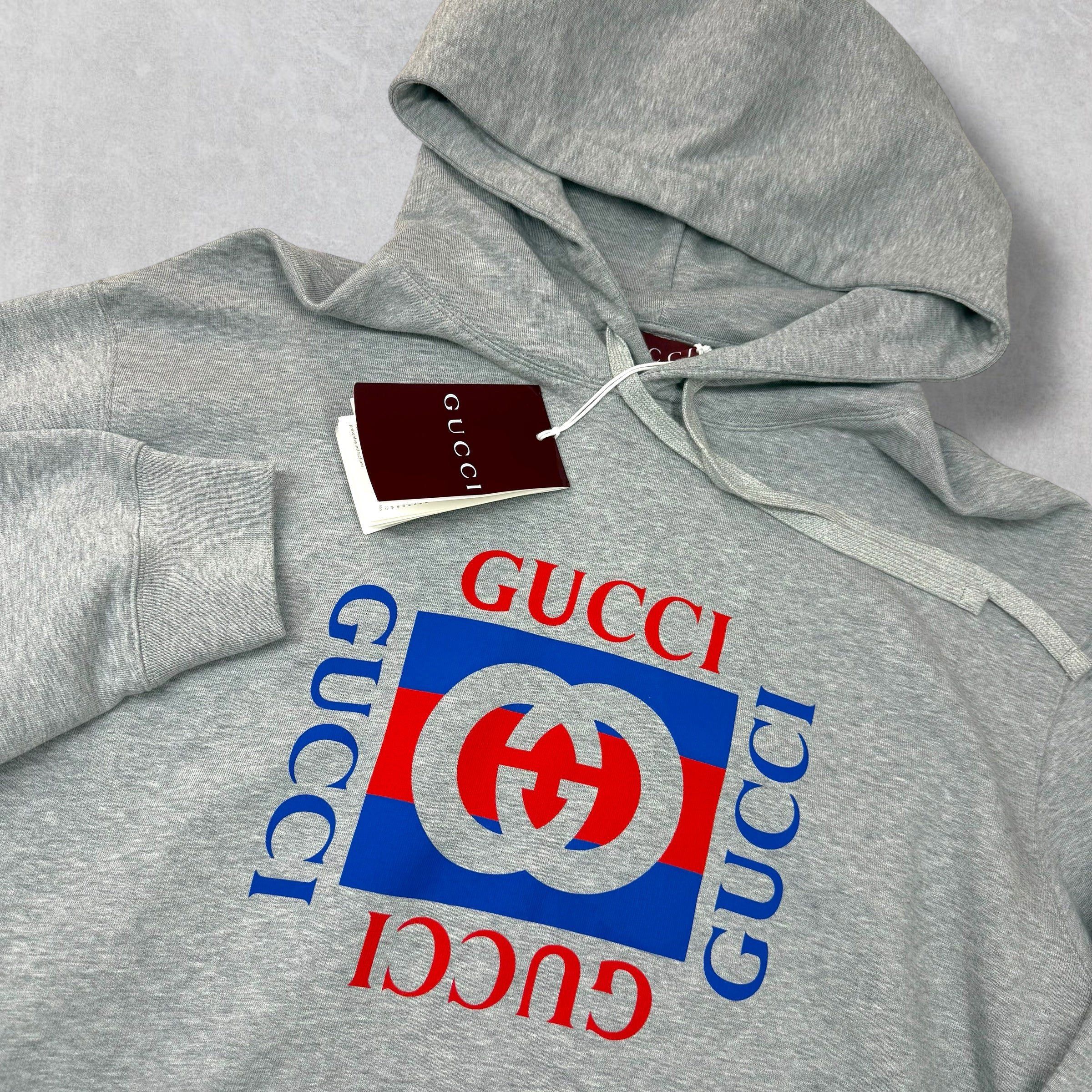 Gucci Gucci Logo Print Grey Cotton Hoodie XXL Size US XXL / EU 58 / 5 - 2 Thumbnail