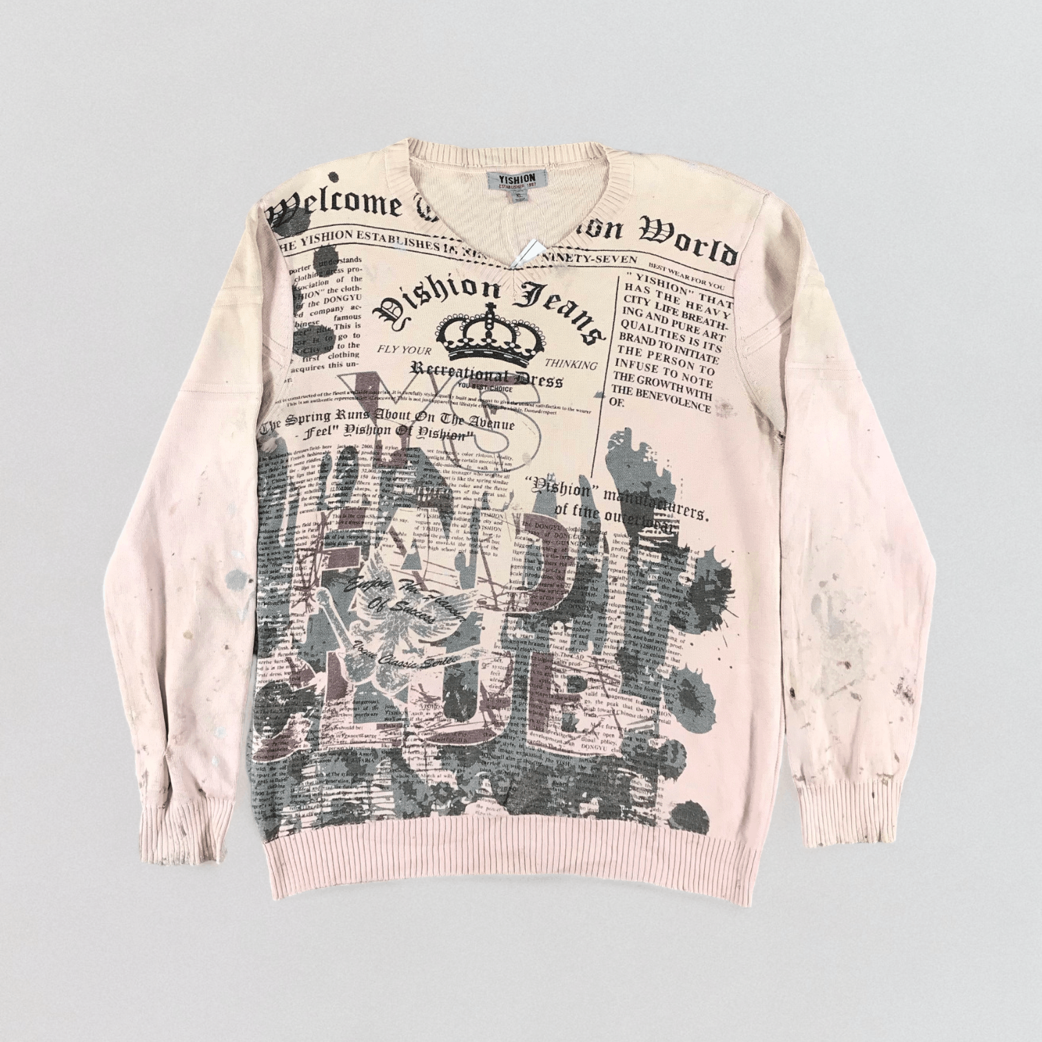 Japanese Brand Vintage Yishion Thrashed Faded Sweatshirt F213 Size US L / EU 52-54 / 3 - 1 Thumbnail