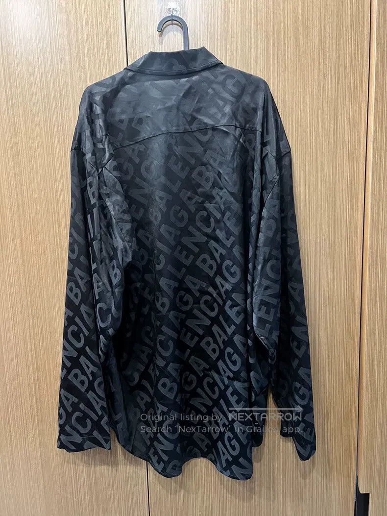 Balenciaga Balenciaga Logo Full Print Collar Long Sleeve Shirt Size S / US 4 / IT 40 - 2 Thumbnail