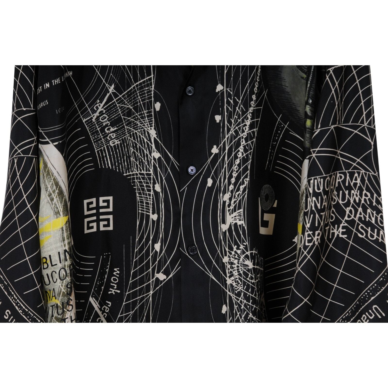 Givenchy Givenchy Mens Icarus Sun Button Down Shirt 41 / 16 Black Yel Size US M / EU 48-50 / 2 - 4 Thumbnail
