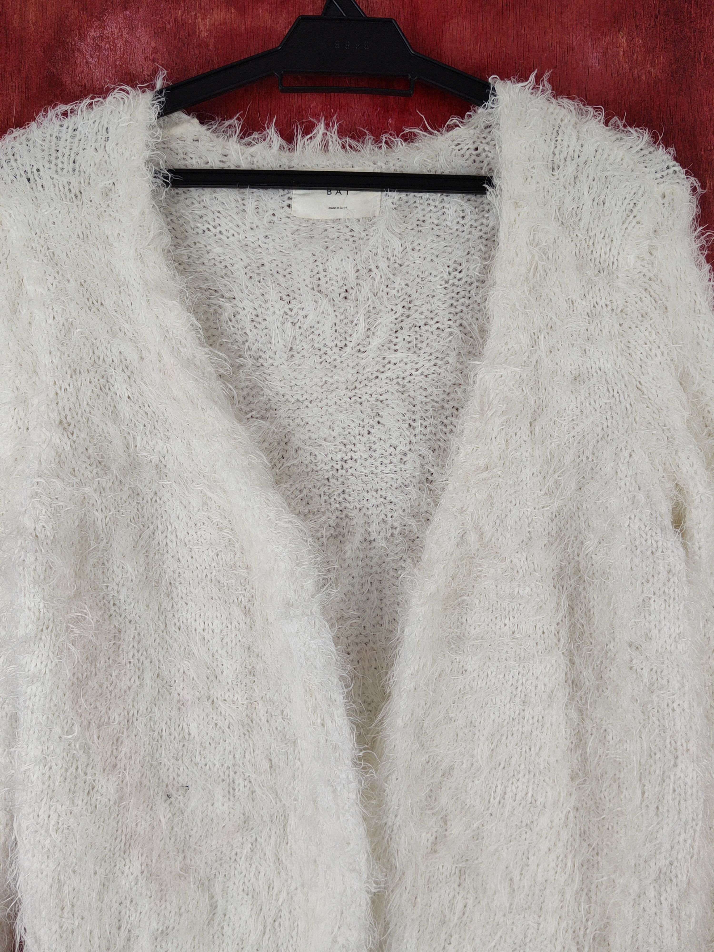 Japanese Brand Bay White Shag Shaggy Fur Mohair Knitwear Cardigan #S1923 Size S / US 4 / IT 40 - 2 Thumbnail