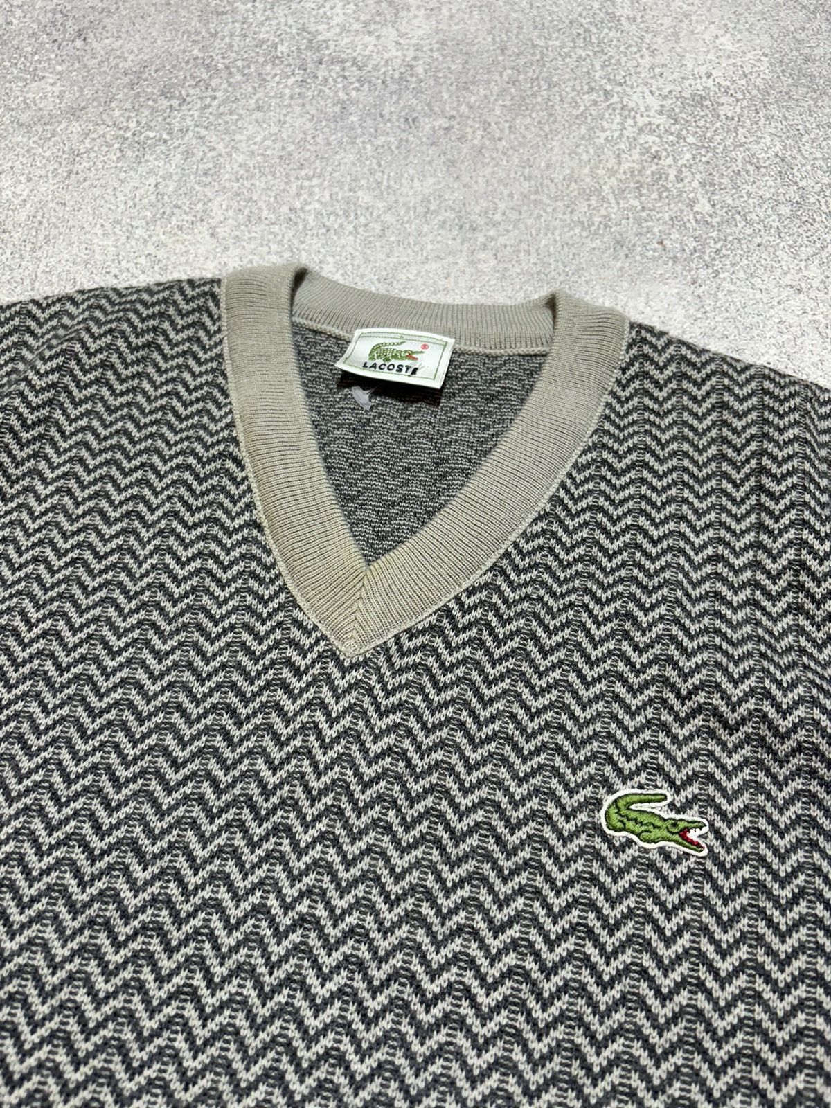 Lacoste × Vintage Lacoste Mens Wool Jumper V Vest Grey size 4 Size US M / EU 48-50 / 2 - 3 Thumbnail