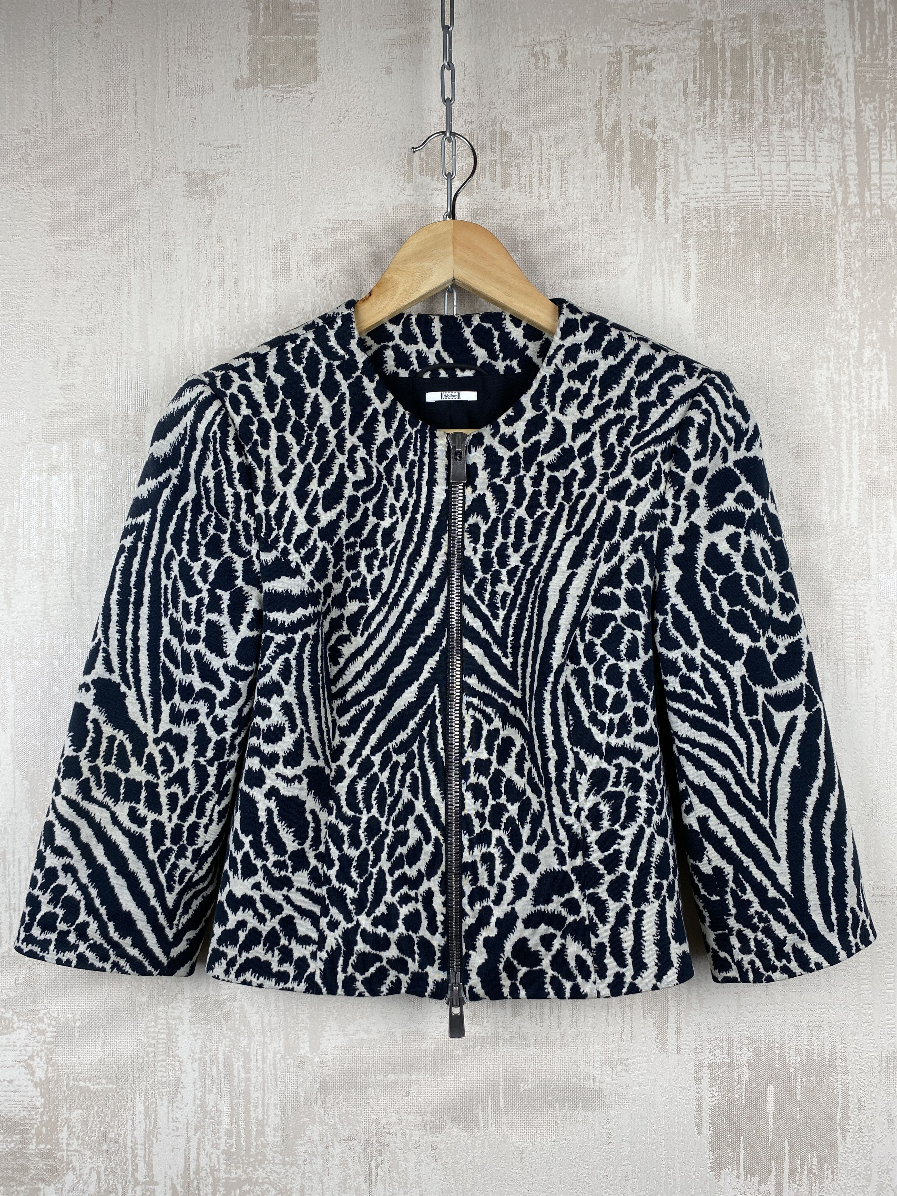 Designer × Wolford Wolford Cotton Wool Animal Print Cropped Zip Jacket Blazer Size S / US 4 / IT 40 - 3 Thumbnail