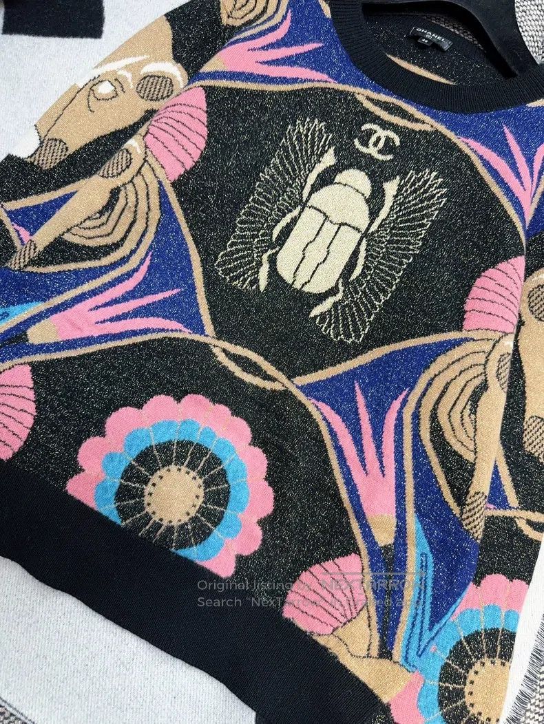 Chanel Chanel 19A Egypt Series Black Pink Beetle Pattern Cashmere Size S / US 4 / IT 40 - 3 Thumbnail