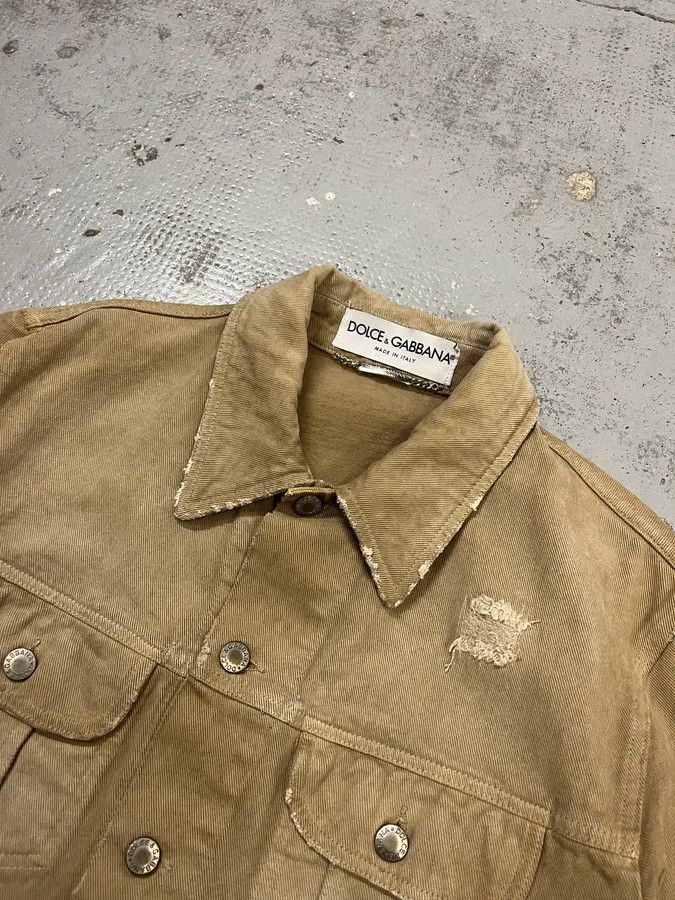 Dolce & Gabbana AW2001 Dolce & Gabbana Distressed Beige Denim Jacket Size US M / EU 48-50 / 2 - 5 Thumbnail