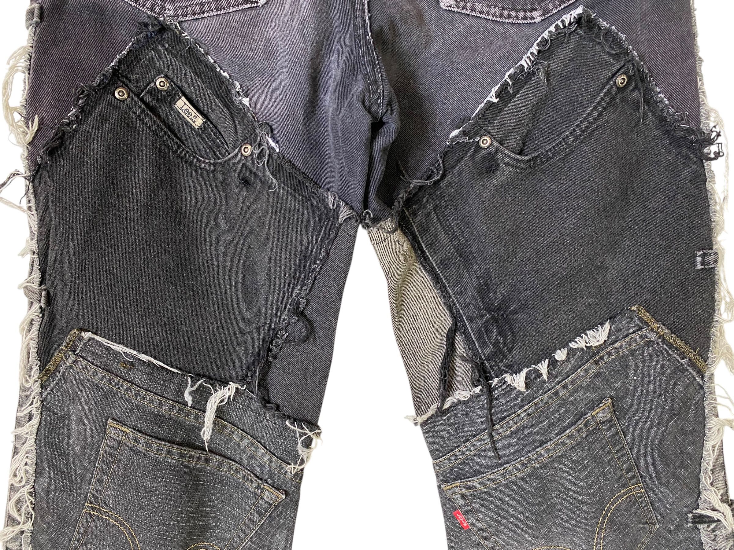 Levi's 2000s Levis 1 OF 1 crazy pocket custom patchwork jeans Size US 31 - 8 Thumbnail