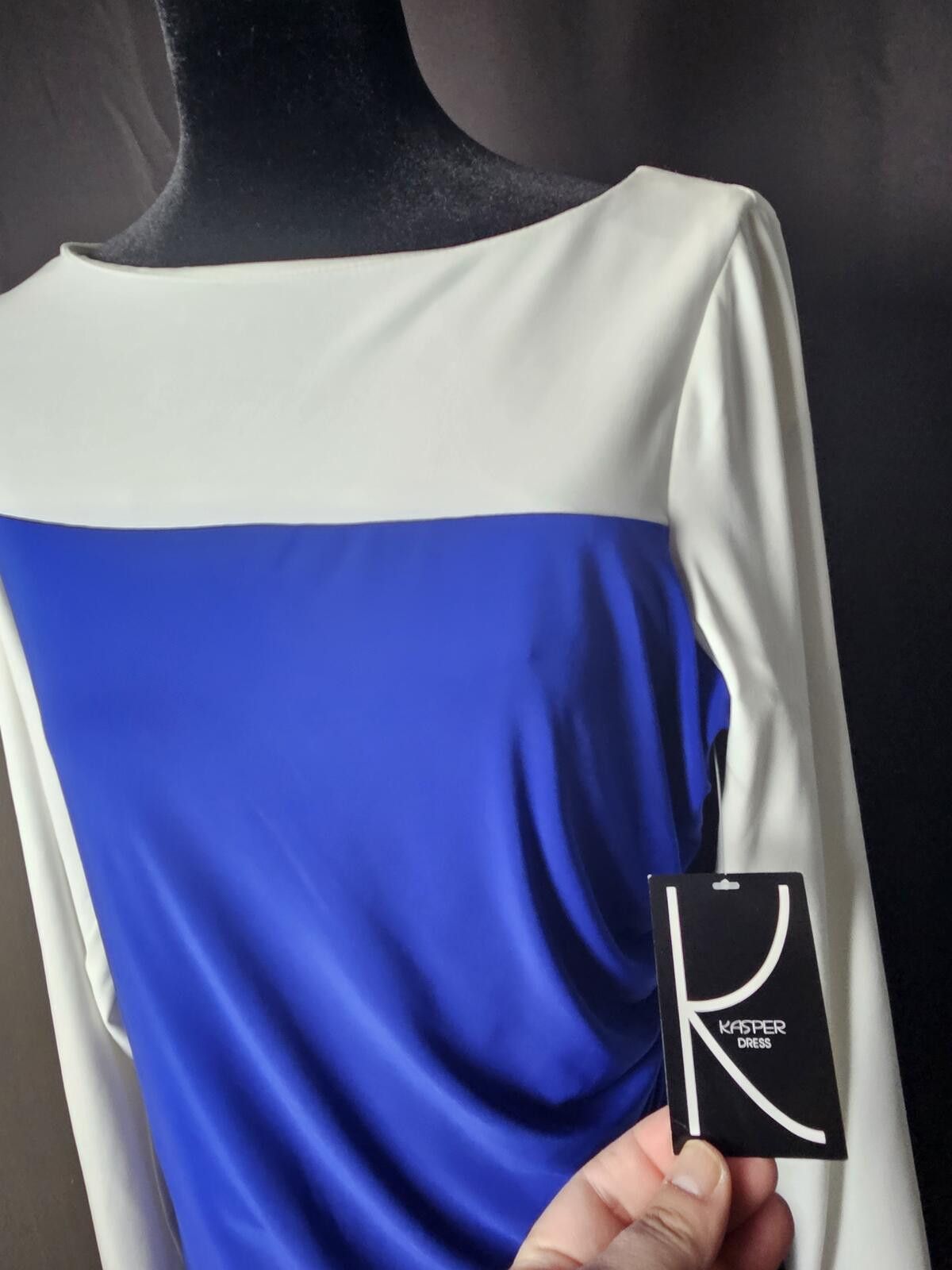 Other NWT Kasper Dress Blue & White Womens Size M Size M / US 6-8 / IT 42-44 - 3 Thumbnail