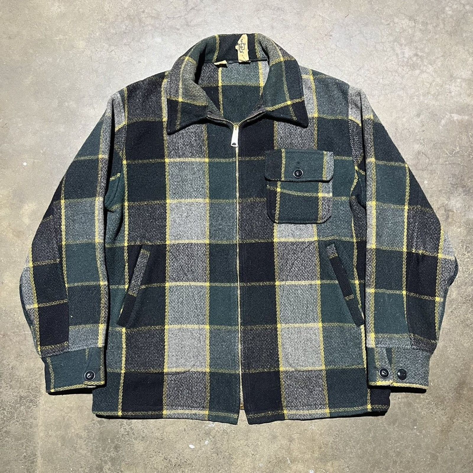 Made In Usa Vintage Woolrich Woolen Mills Vintage 60s Woolrich Green Plaid Wool Hunting Jacket Grailed