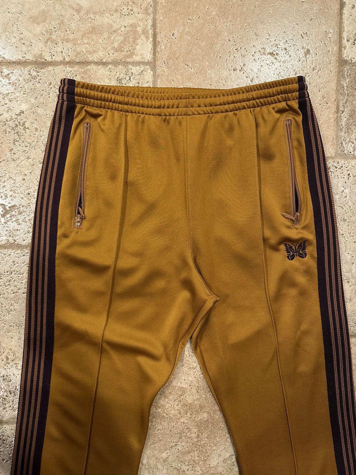 Needles Needles Yellow Gold / Purple Poly Smooth Narrow Track Pants Size US 32 / EU 48 - 3 Thumbnail