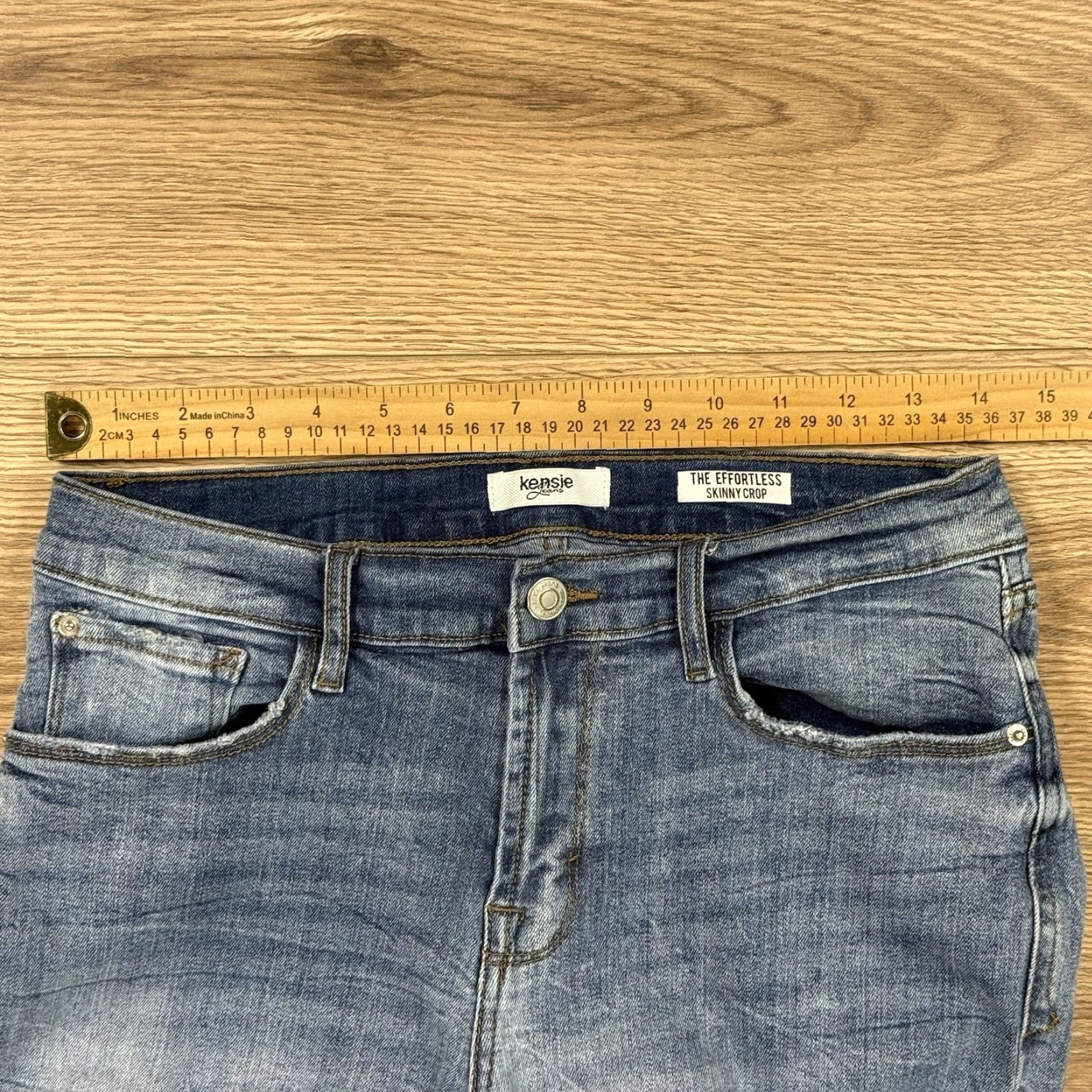 Vintage VINTAGE Kensie Jeans Effortless Skinny Crop Jeans 29 Blue Distressed Womens Size 29" - 4 Thumbnail