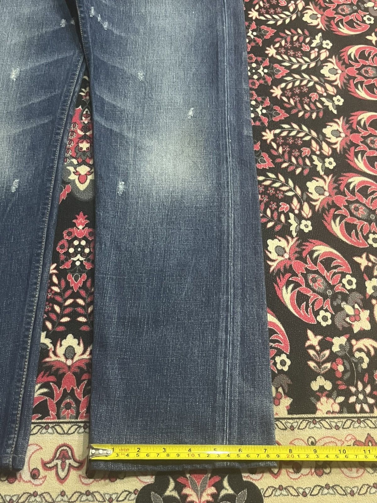 Armani Exchange Vintage Armani Exchange Blue Washed Fringe Straight Leg Jean Size US 31 - 11 Thumbnail