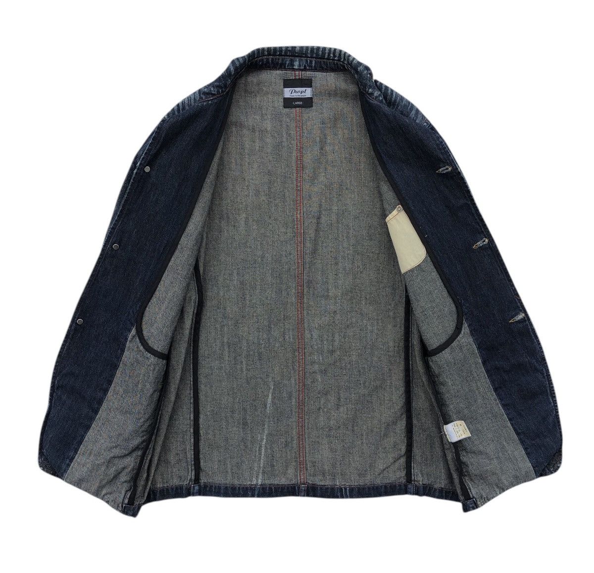 Japanese Brand Japanese Pwpl Riot Striped Indigo Workers Chore Denim Jacket Size US L / EU 52-54 / 3 - 11 Thumbnail