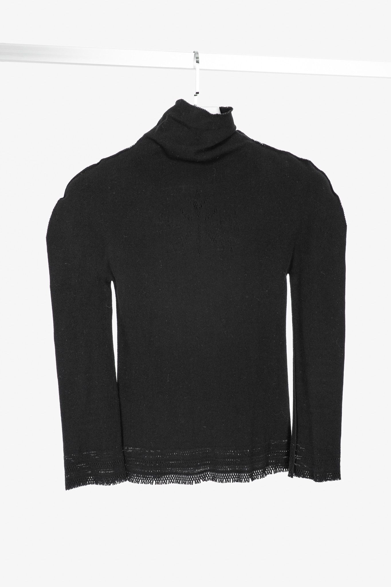 Issey Miyake Issey Miyake Fete A-Poc Black Knit Pointelle Turtleneck Size S / US 4 / IT 40 - 1 Thumbnail