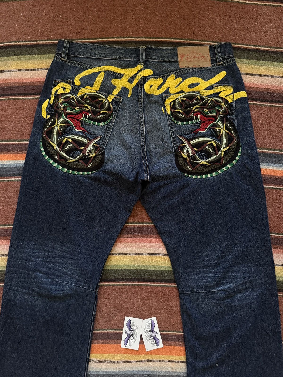 Ed Hardy Y2K 2009 Ed Hardy Rattlesnake Denim Baggy Jeans Size US 40 / EU 56 - 2 Thumbnail