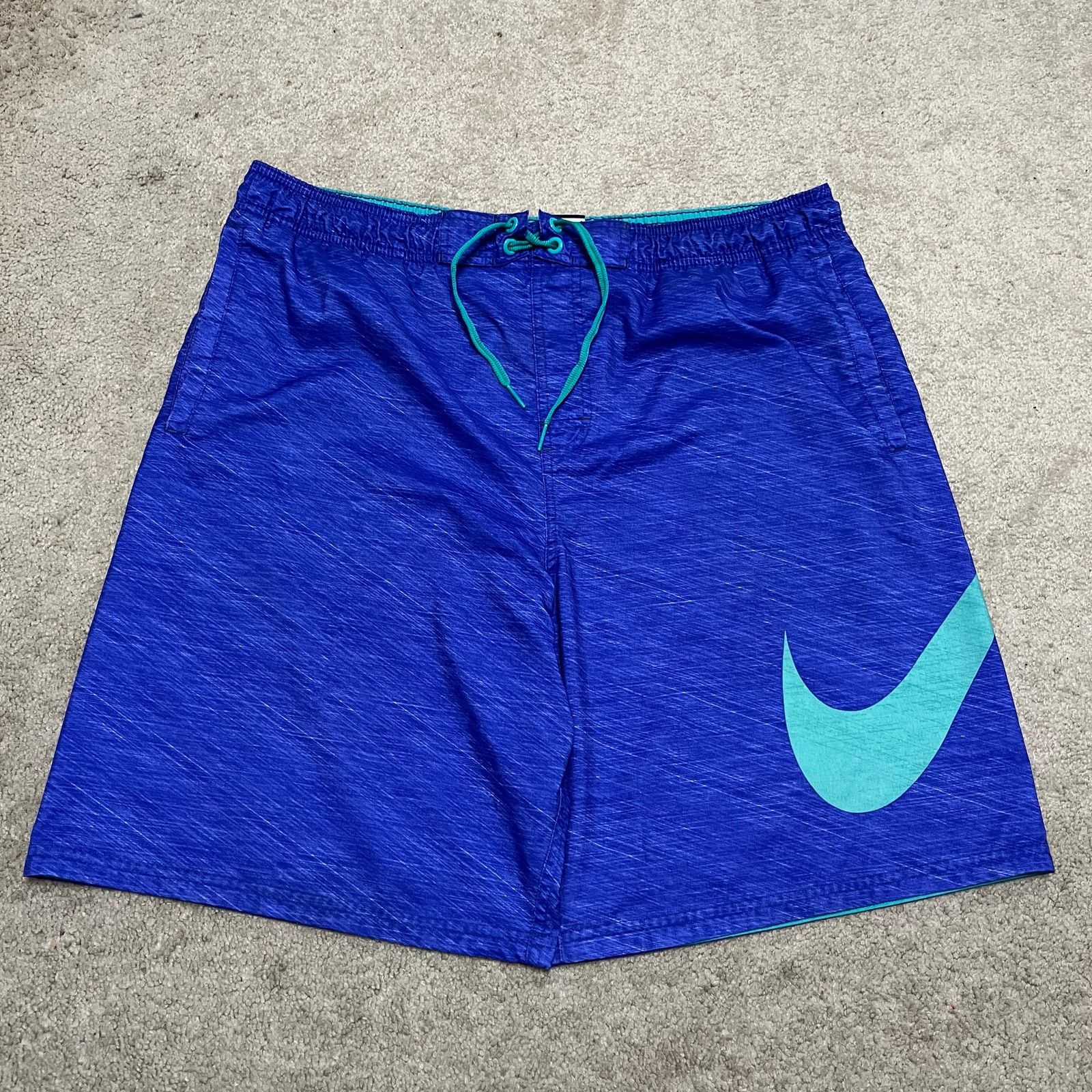Nike Nike Y2K Big Swoosh Purple with Teal Swin Shorts Large Size US 36 / EU 52 - 1 Thumbnail