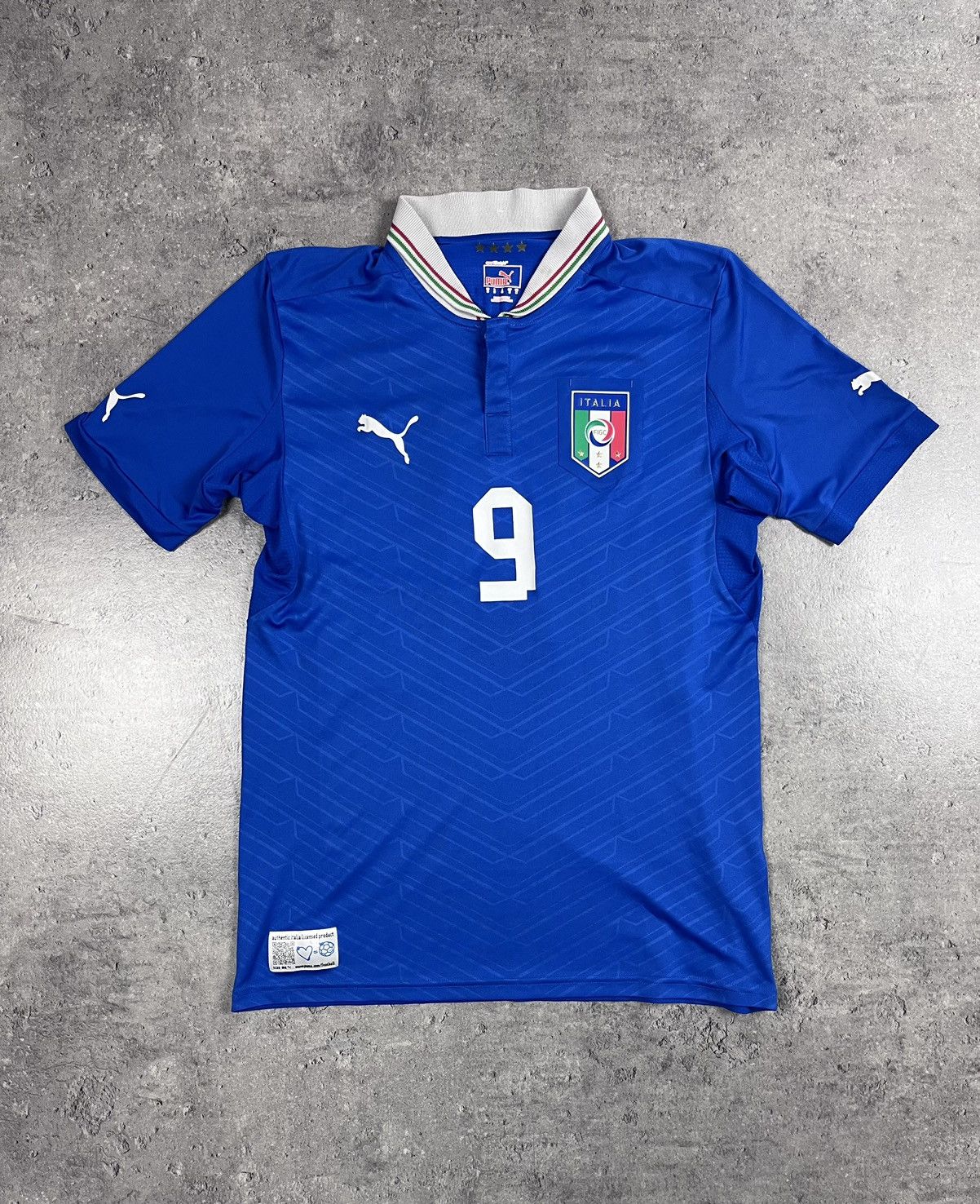 image of Puma x Soccer Jersey Italy 2012-14 Home Jersey Balotelli Football Soccer in Blue (Size Medium)