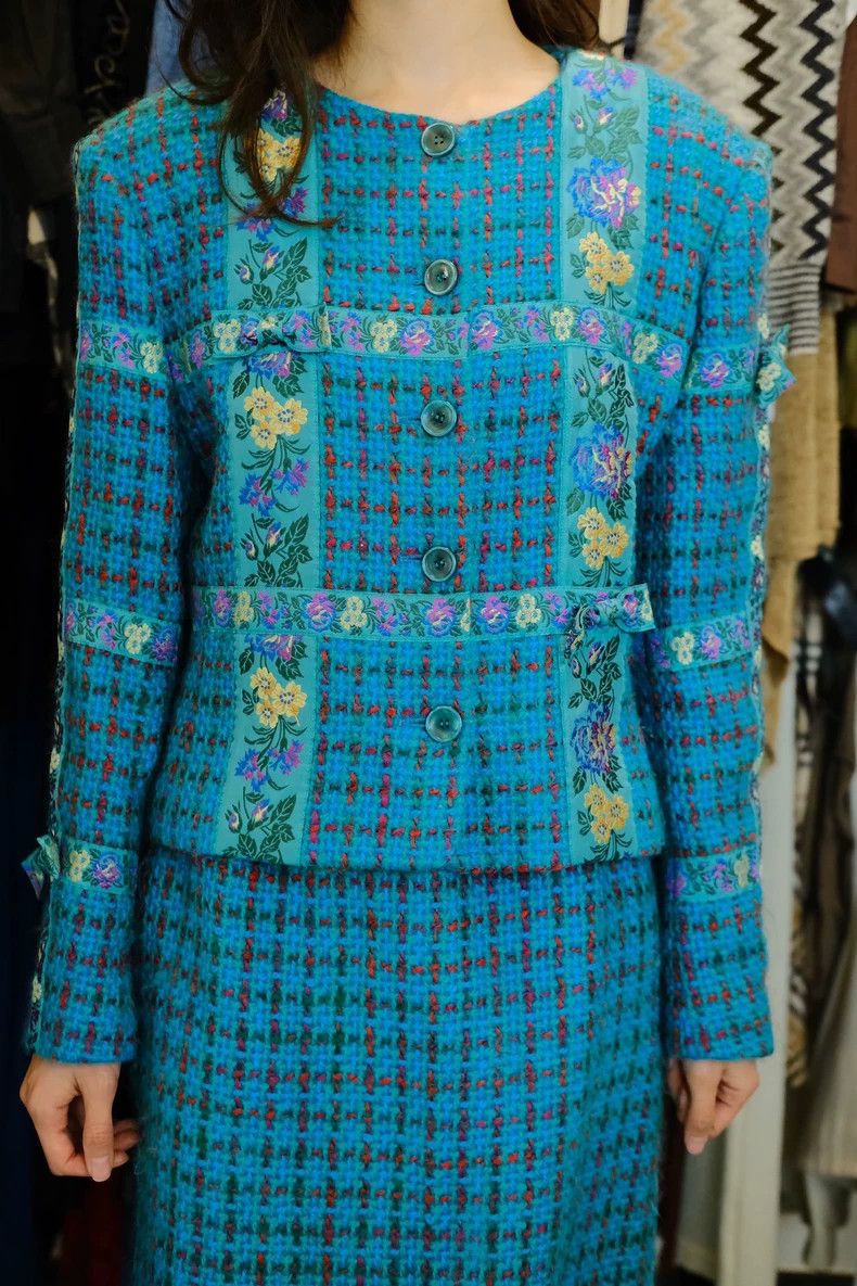 Kenzo KENZO Peacock blue coarse woolen brocade set Size M / US 6-8 / IT 42-44 - 5 Thumbnail