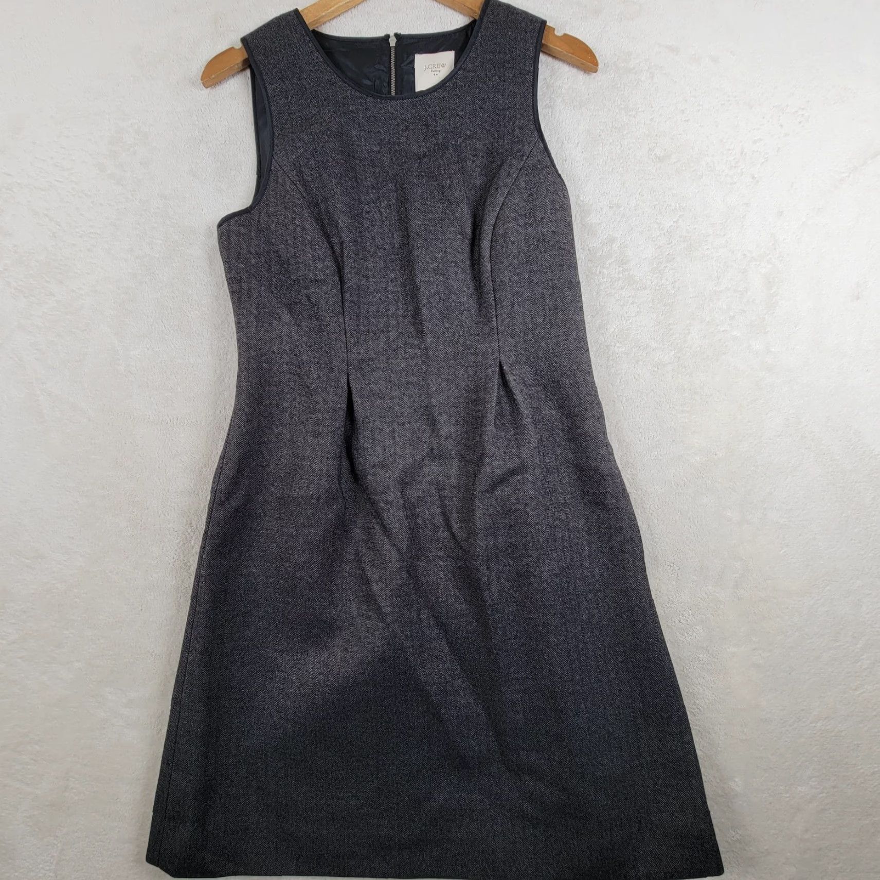 J.Crew J. Crew Women's Dress Size 6 Gray Wool Blend Herringbone Sleeveless Sheath Size M / US 6-8 / IT 42-44 - 2 Thumbnail