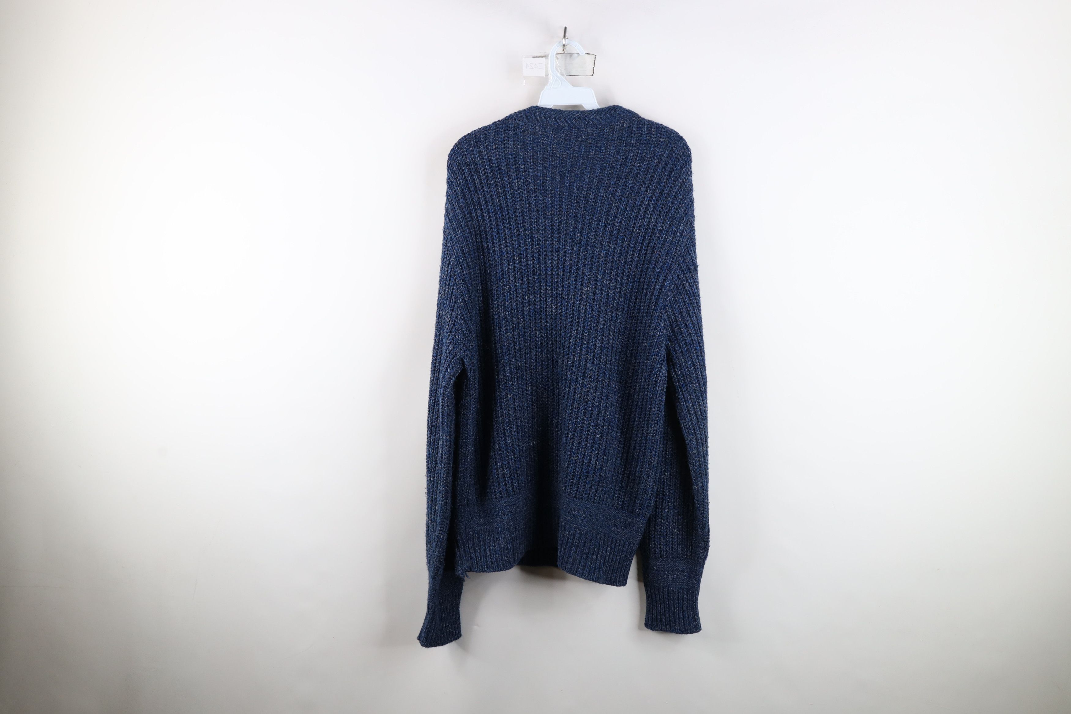 Vintage Vintage 90s Streetwear Ribbed Knit Crewneck Sweater Blue Size US L / EU 52-54 / 3 - 9 Thumbnail