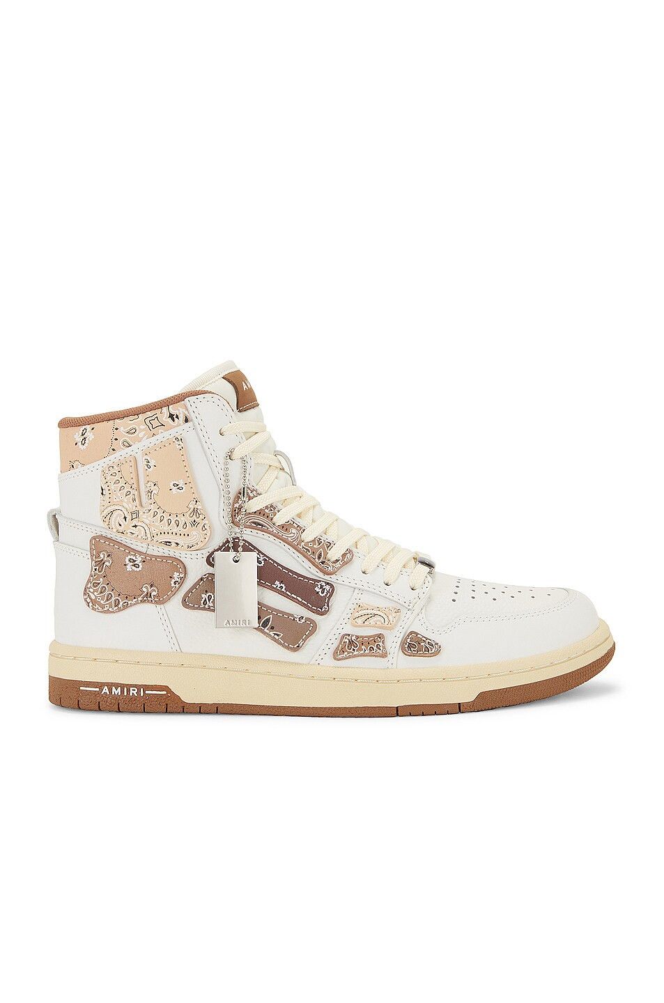 Amiri o1mle0925 Bandana Skel Hi Top Sneakers in White/Brown Size US 9 / EU 42 - 1 Preview