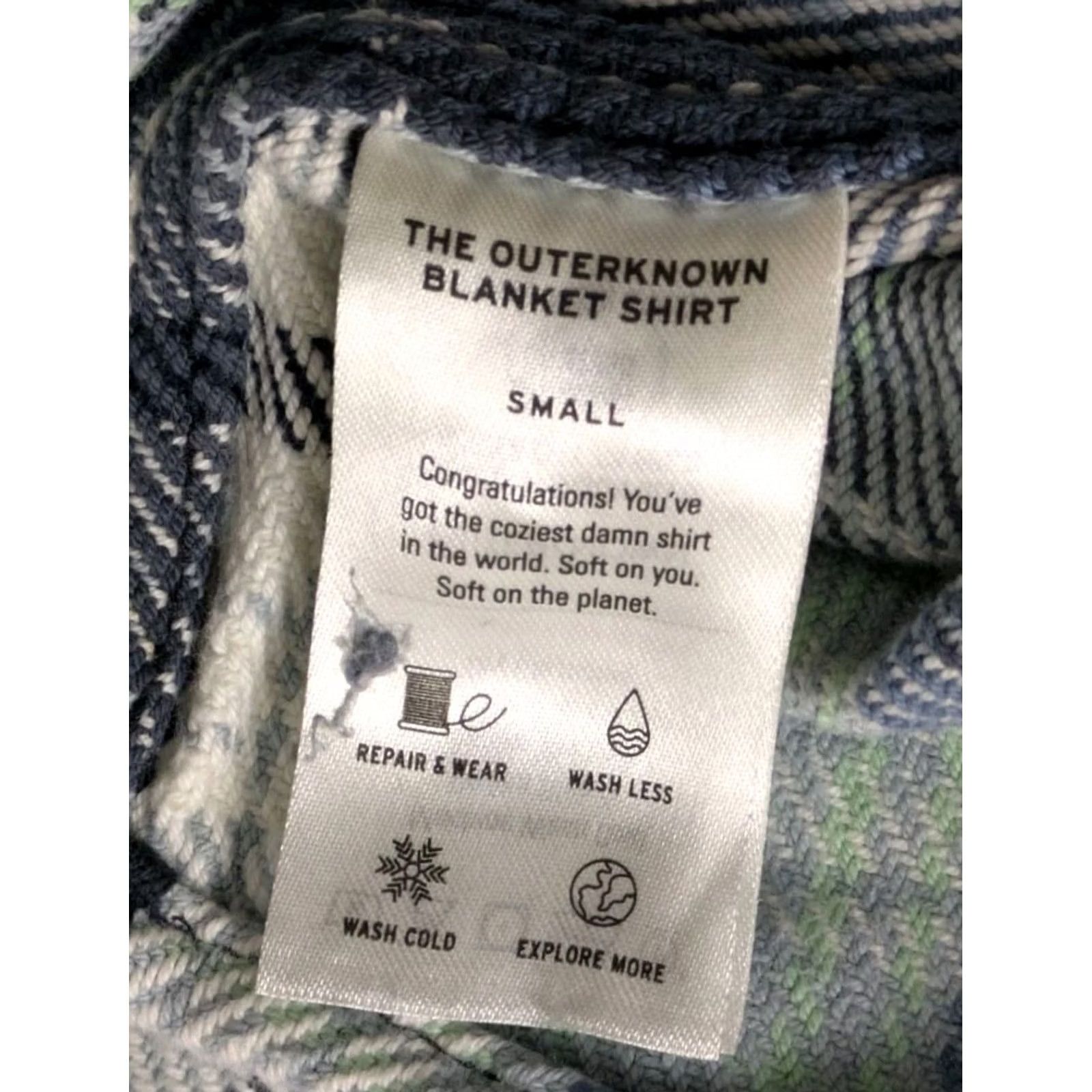 Outerknown Outerknown Blanket Shirt Small Blue Heavy Flannel Button Down Organic Cotton Size US S / EU 44-46 / 1 - 4 Thumbnail