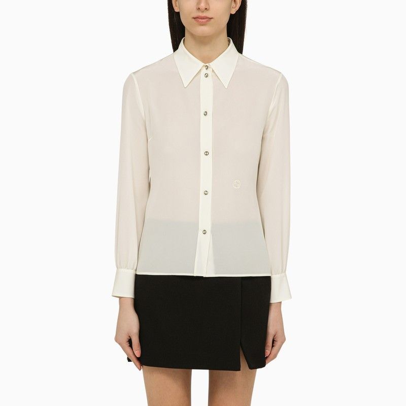 image of Gucci Ivory Silk Shirt in Beige, Women's (Size XS)