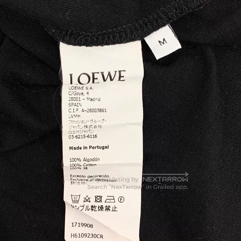 Loewe Loewe Black logo embroidered cotton round neck short sleev Size US M / EU 48-50 / 2 - 6 Thumbnail