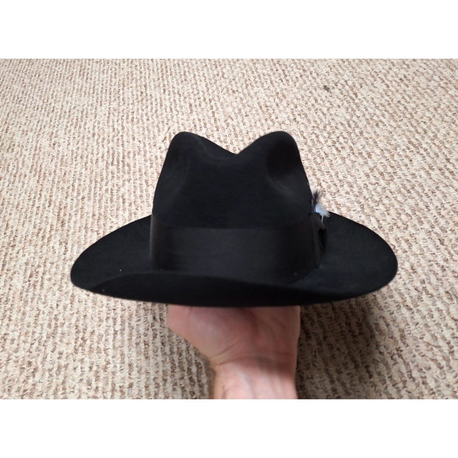 Stetson VINTAGE Stetson Fedora Black 6 7/8" 55 Royal Deluxe 6 7/8" Fedora Mens Black Size ONE SIZE - 2 Thumbnail