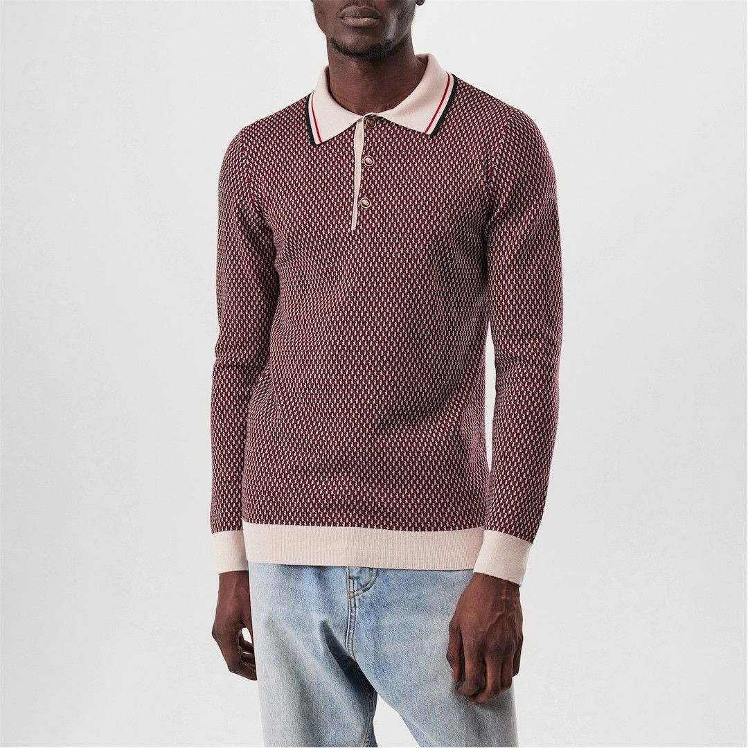 Valentino o1g2r1mq0526 Knitted Polo Shirt in Red/Beige Size US S / EU 44-46 / 1 - 3 Thumbnail