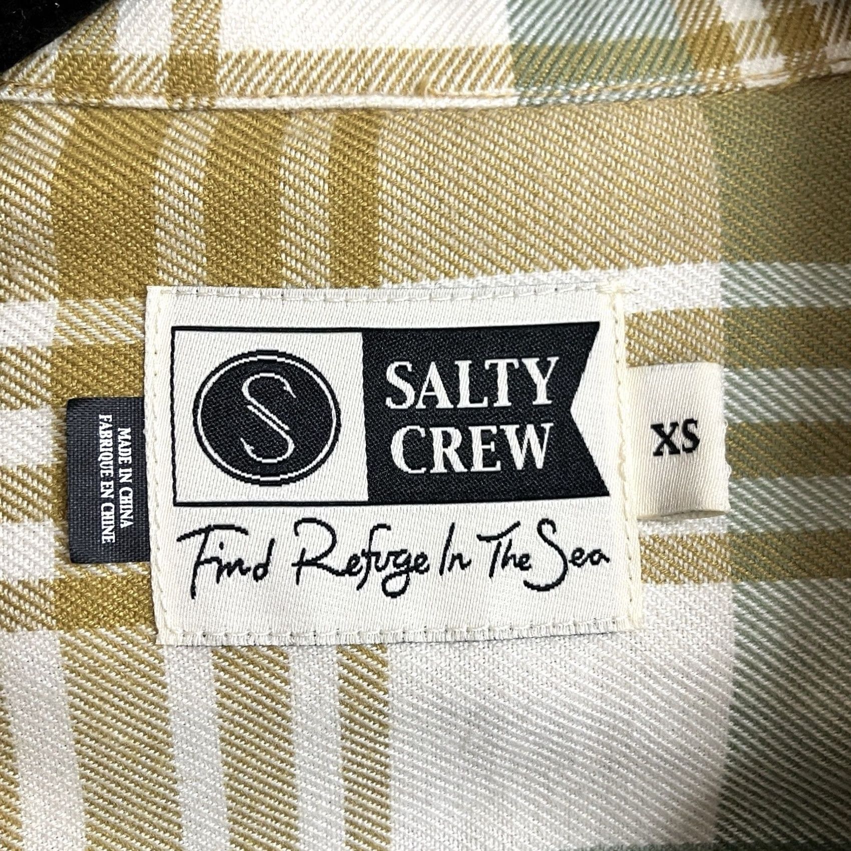 Vintage Salty Crew Flannel Shirt XS Brown Gold Plaid Western Long Haul Womens Size XS / US 0-2 / IT 36-38 - 2 Thumbnail