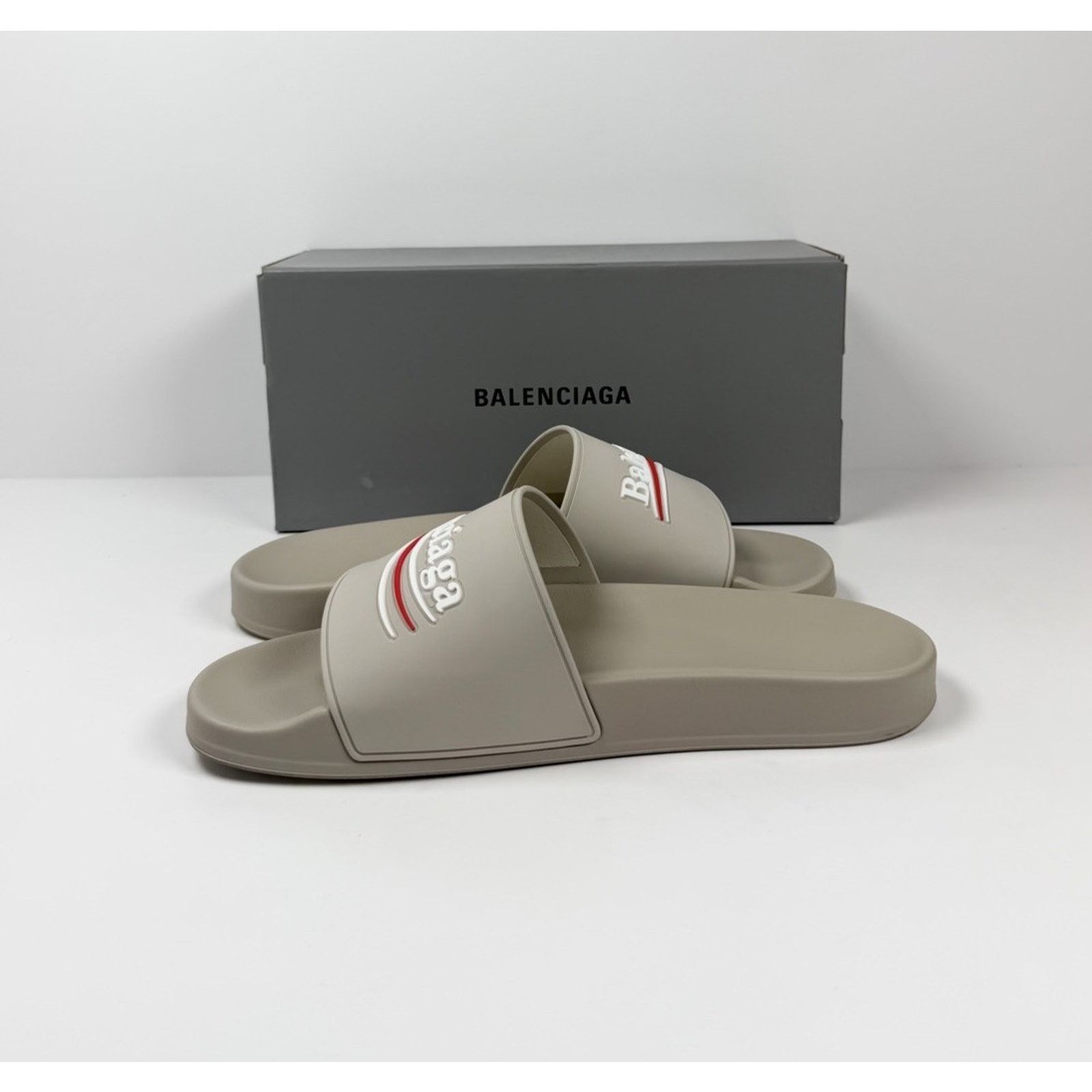 Balenciaga Size 9 - Balenciaga Beige Pool Campaign Logo Sandals NEW! Size US 9 / EU 42 - 6 Thumbnail