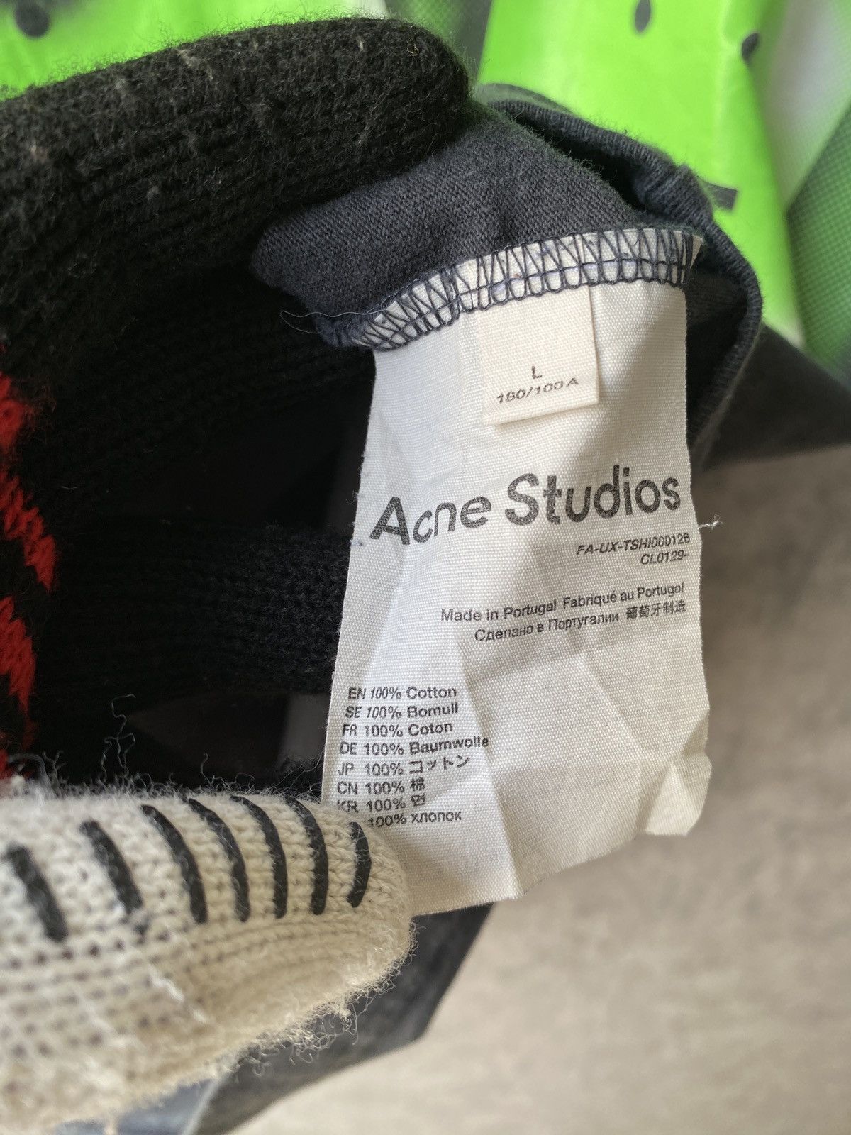 Acne Studios Acne Studios Black & Green Ellison Tone Face T-Shirt Size US L / EU 52-54 / 3 - 6 Thumbnail