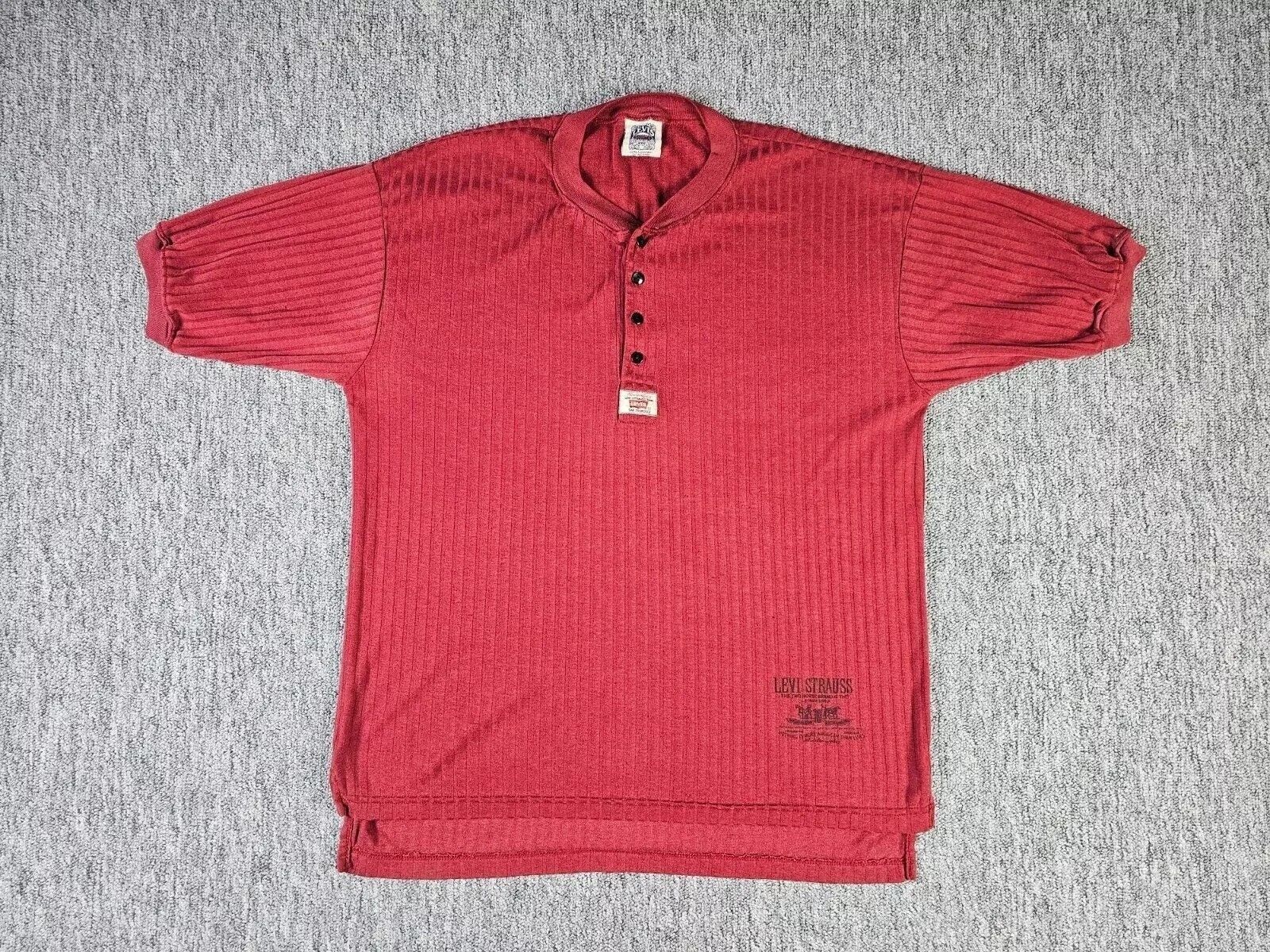 Levi's Vintage Levis Polo Shirt USA Made Burgundy Cotton Men L 90s Size US L / EU 52-54 / 3 - 2 Thumbnail