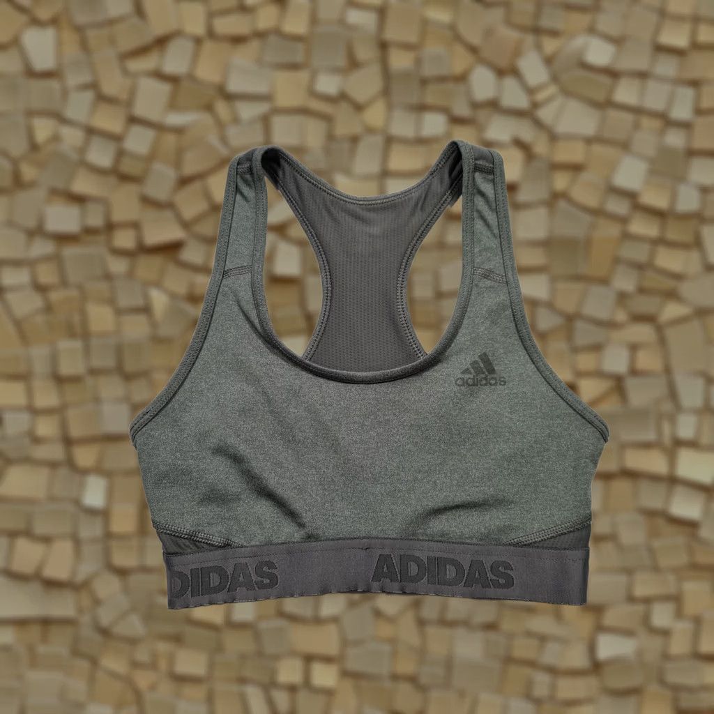 Adidas Adidas Sports Bra Grey XS Non Padded Medium Support Racerback Logo Women’s Top Size XS / US 0-2 / IT 36-38 - 1 Thumbnail