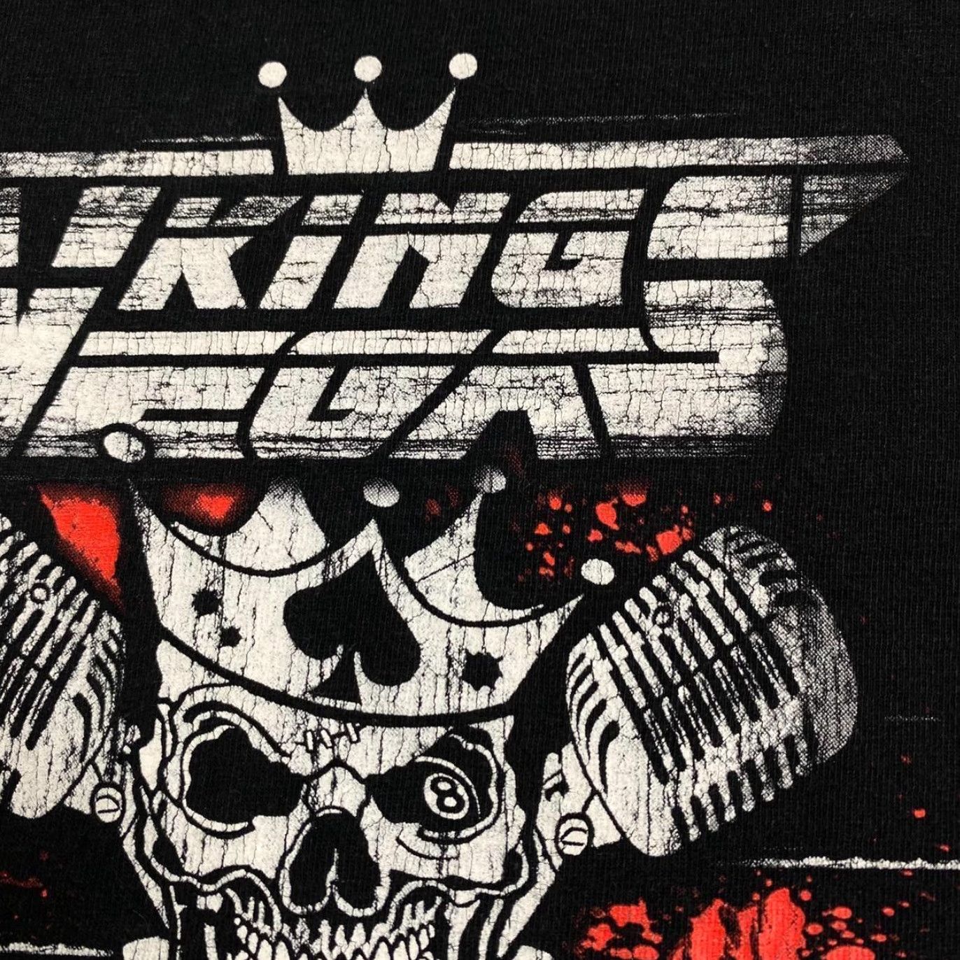 Fruit Of The Loom VIKINGS VEGAS Gothic Biker Skull Spellout Graphic Black T-Shirt Medium Size US M / EU 48-50 / 2 - 5 Thumbnail