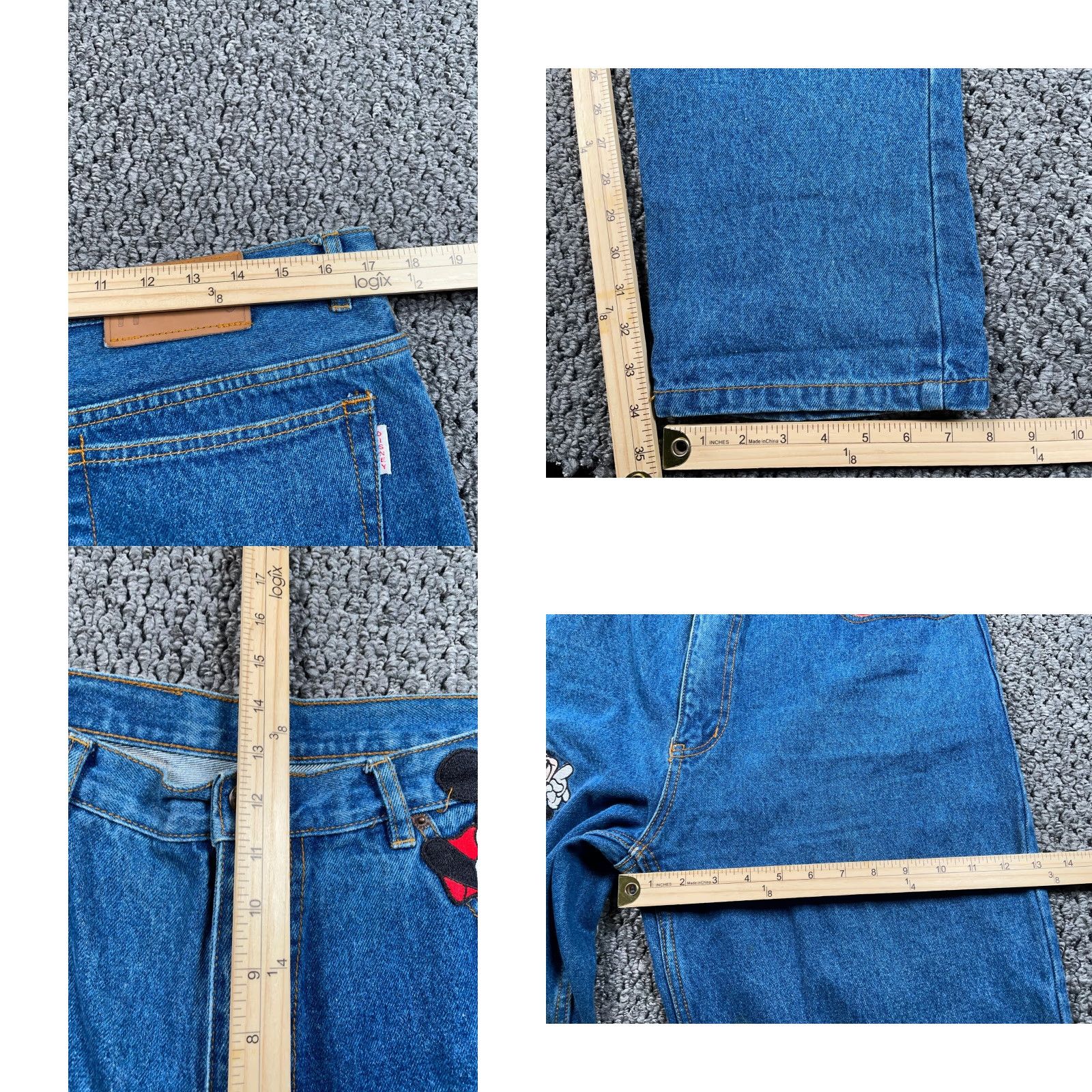 Denime VINTAGE Mickey Inc. Jeans Adult 2XL 34 x 34 Blue Denim Embroidered 90s Minnie Mouse Women's Jeans Size 24" / US 00 / IT 34 - 8 Thumbnail